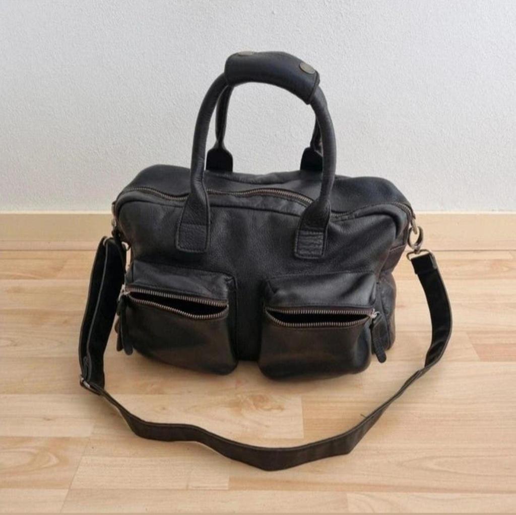 Cowboysbag the bag zwart leren schoudertas, Ophalen of Verzenden, Zwart