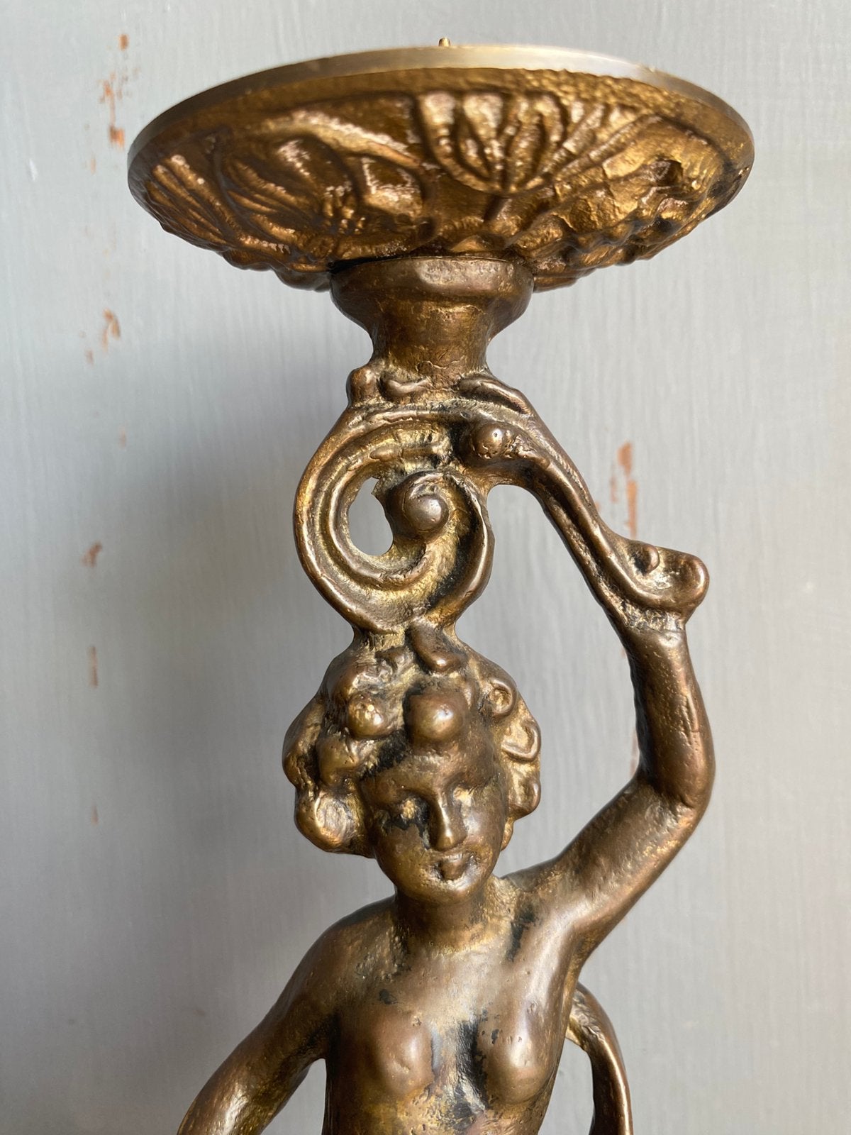 Antieke Franse kandelaar!, Ophalen of Verzenden, Koper of Brons