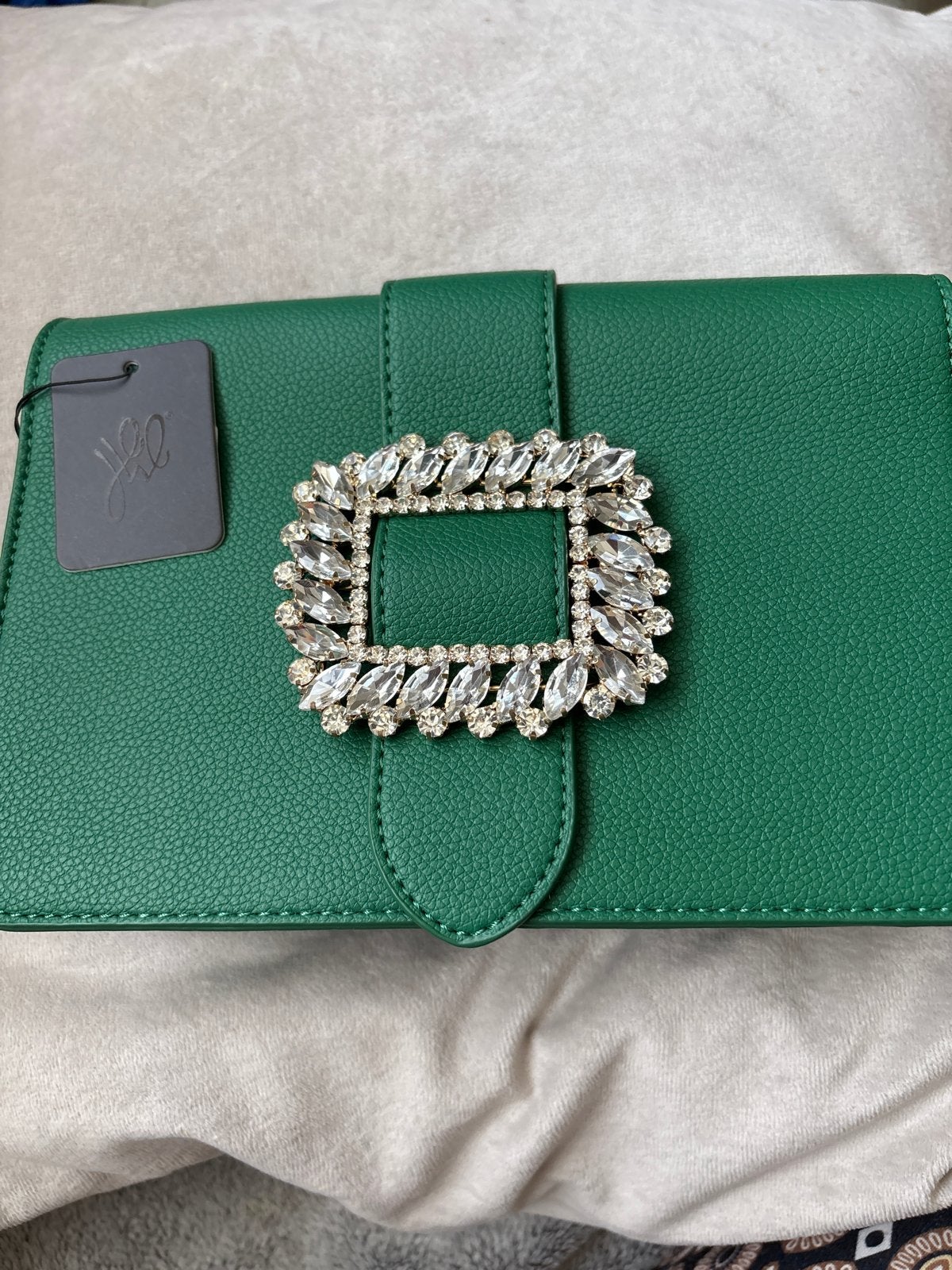 Groene clutch met strass gesp - Nieuw met label, Verzenden, Nieuw, Groen, Overige merken