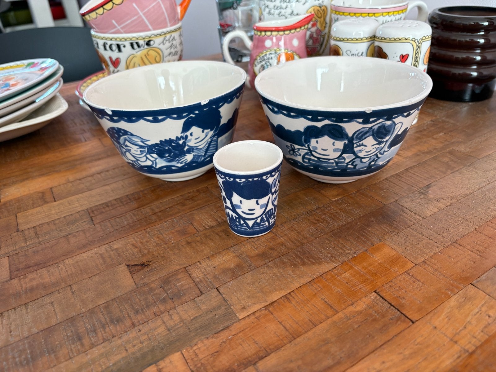Blond Amsterdam Delfts Blauw kommen en glaasje - niet perfec, Ophalen, Gebruikt, Kom(men), Delftsblauw