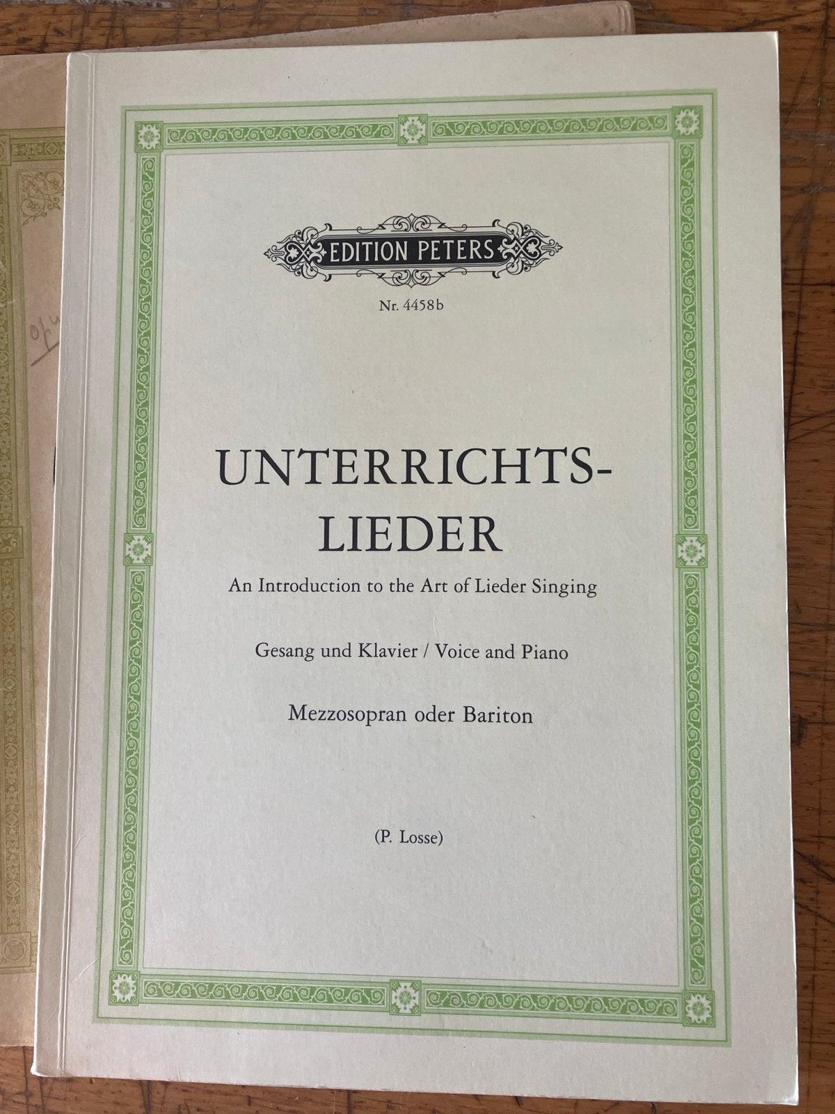 Edition Peters Unterrichts-Lieder (P. Losse) - Zang & Piano, Klassiek, Zang, Les of Cursus, Ophalen of Verzenden