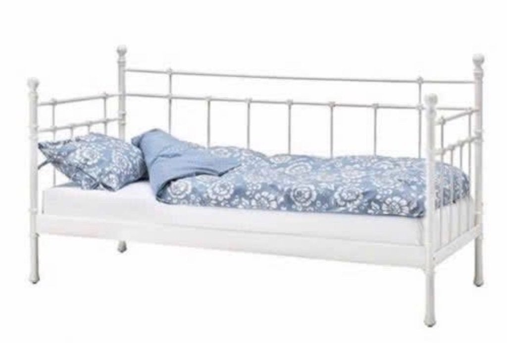 IKEA Hemnes bedbank één persoons bed wit metaal, Ophalen, Gebruikt, Eenpersoons, Wit