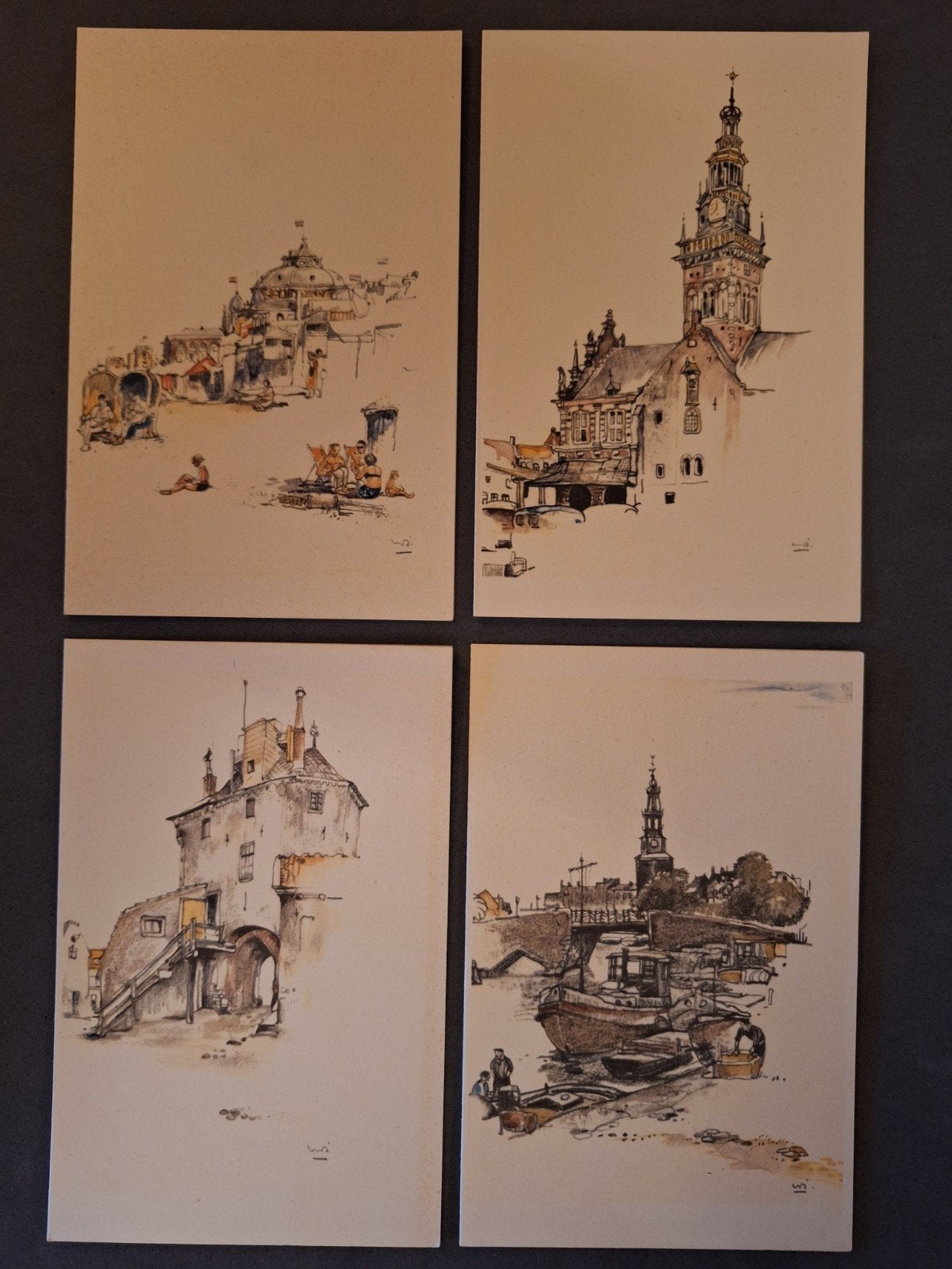 4 x Vouwkaart Jan Korthals, Ophalen of Verzenden, Ongelopen, Stad of Dorp