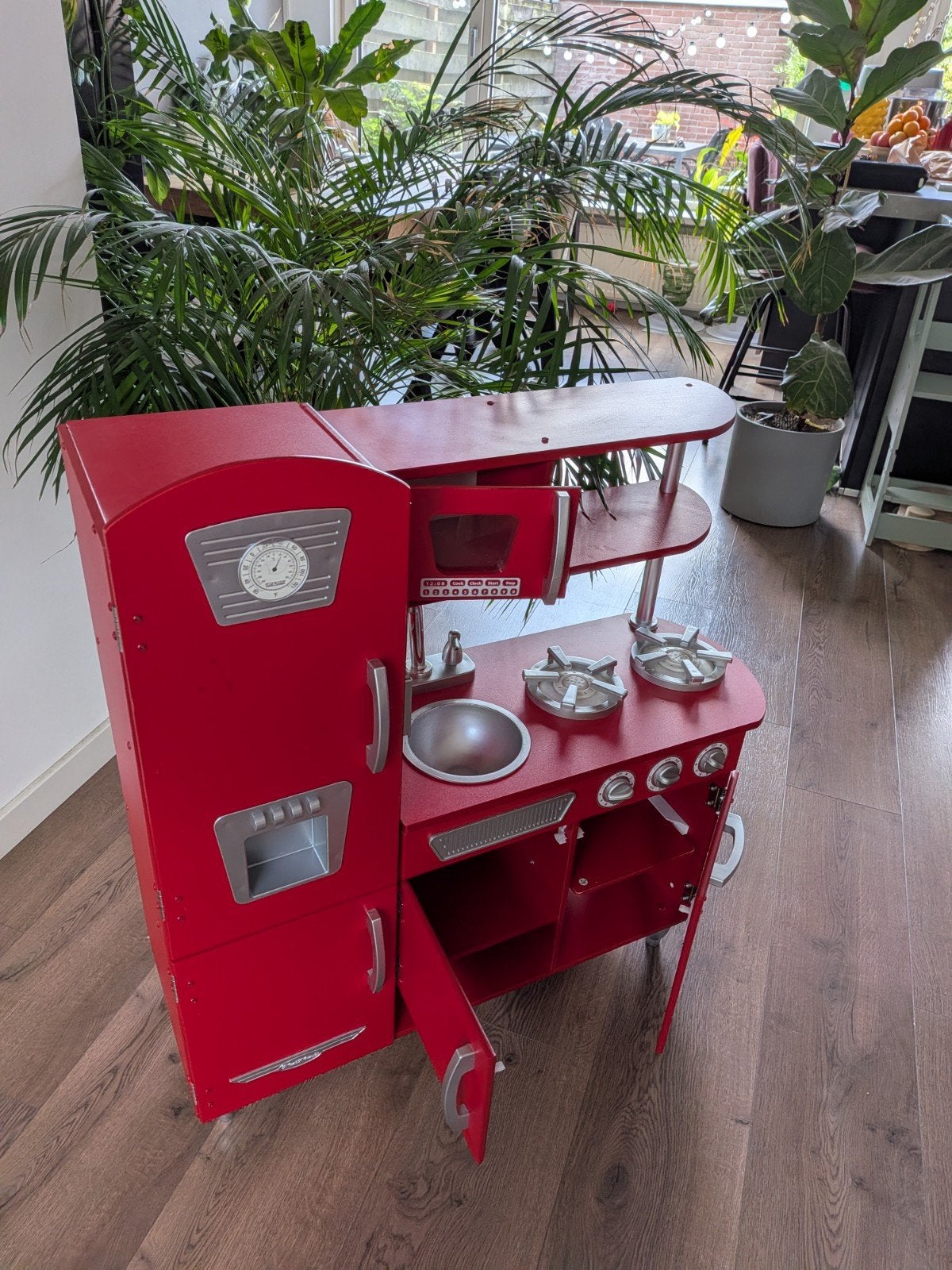 Speel keuken rood, Kinderen en Baby's, Ophalen, Gebruikt, Hout, Speelkeuken