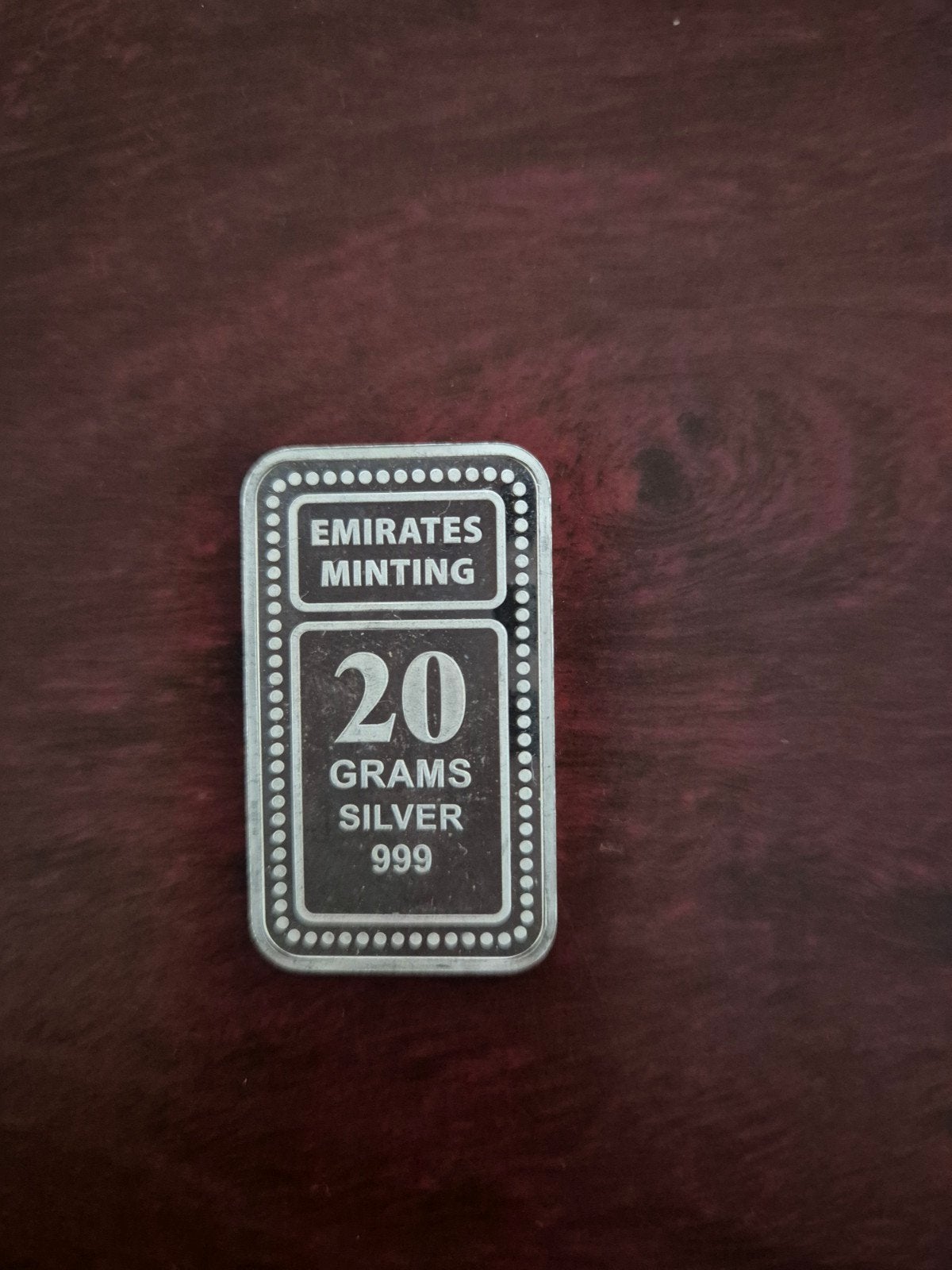 0.999 zilverbaar 20 gram Emirates Minting, Ophalen of Verzenden, Zilver