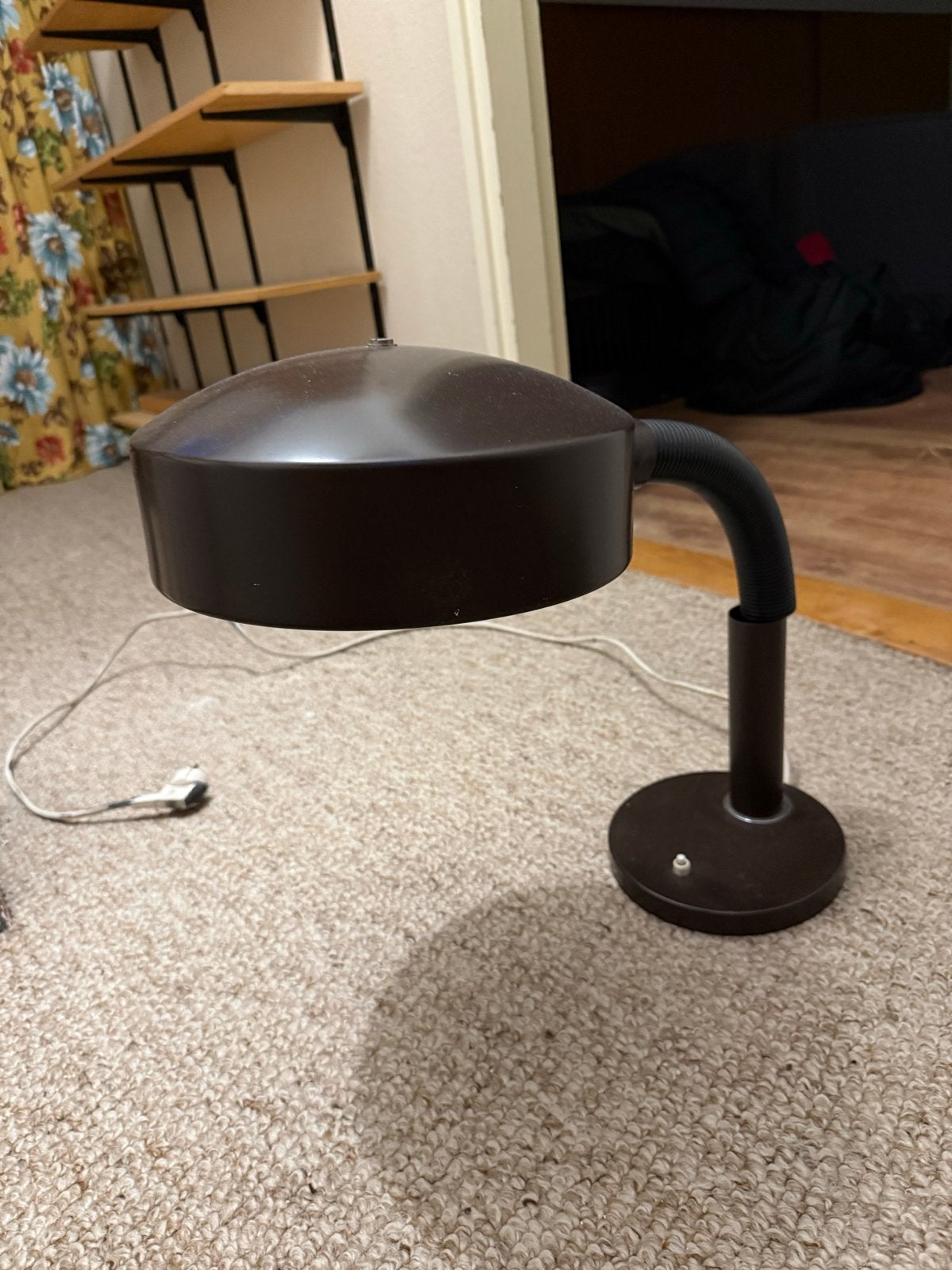 Vintage Bruine Tafellamp met Flexibele Arm, Ophalen, Gebruikt, Vintage, E27 (groot)