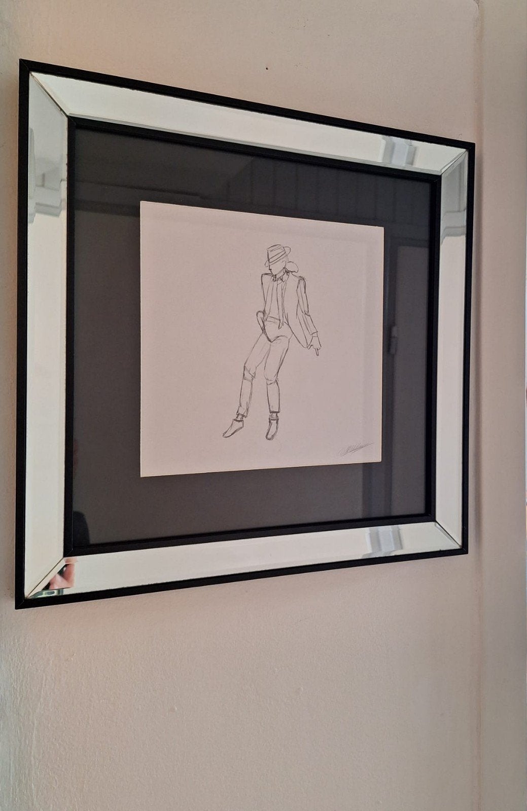 Ingelijste Michael Jackson tekening, Ophalen of Verzenden, Tekening, Potloodtekening, Ingelijst
