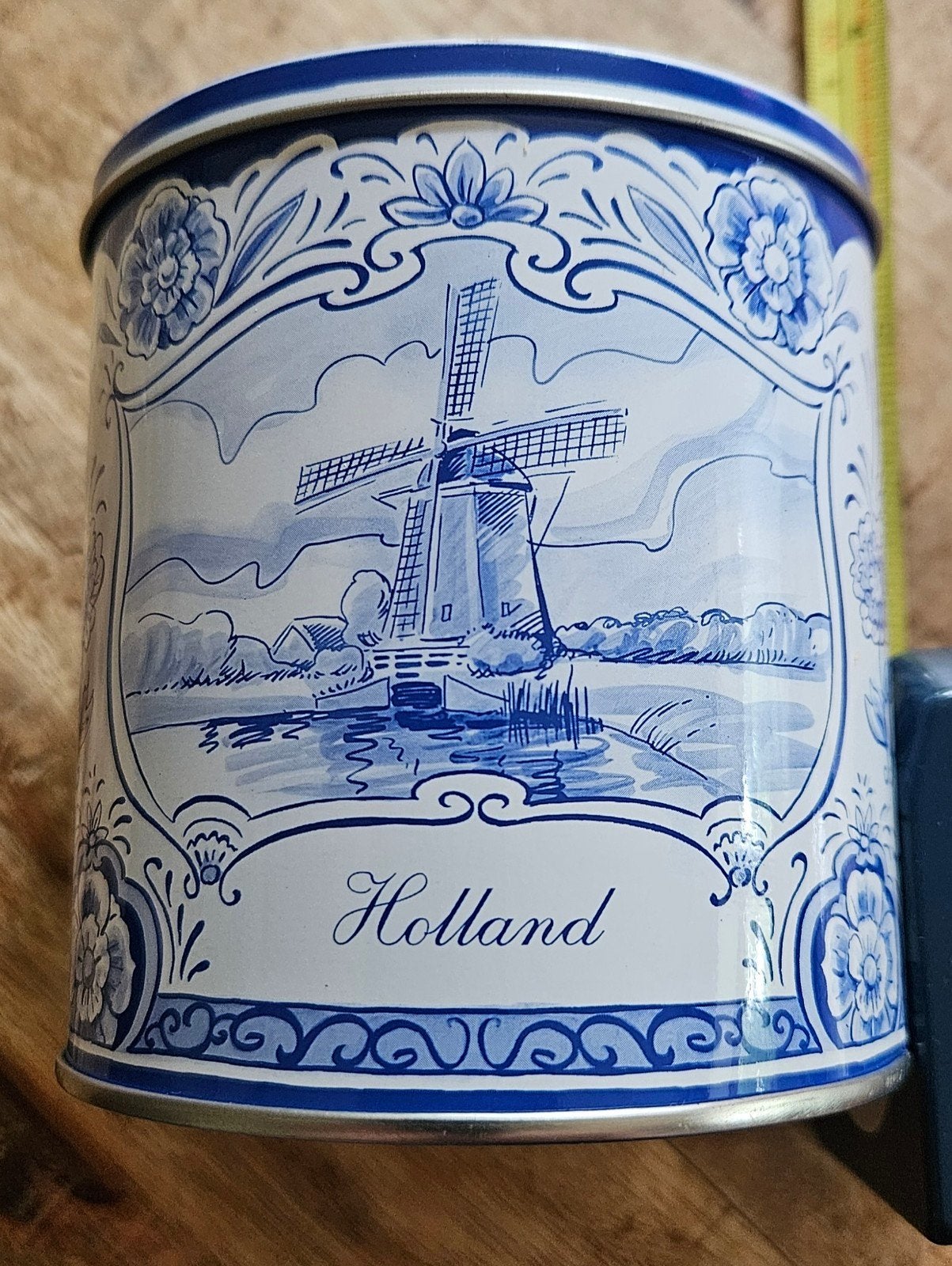 Delftsblauw stroopwafel blik, 4 seizoenen, 10 x 10 cm gaaf!!, Ophalen of Verzenden, Nieuw, Koek(jes)