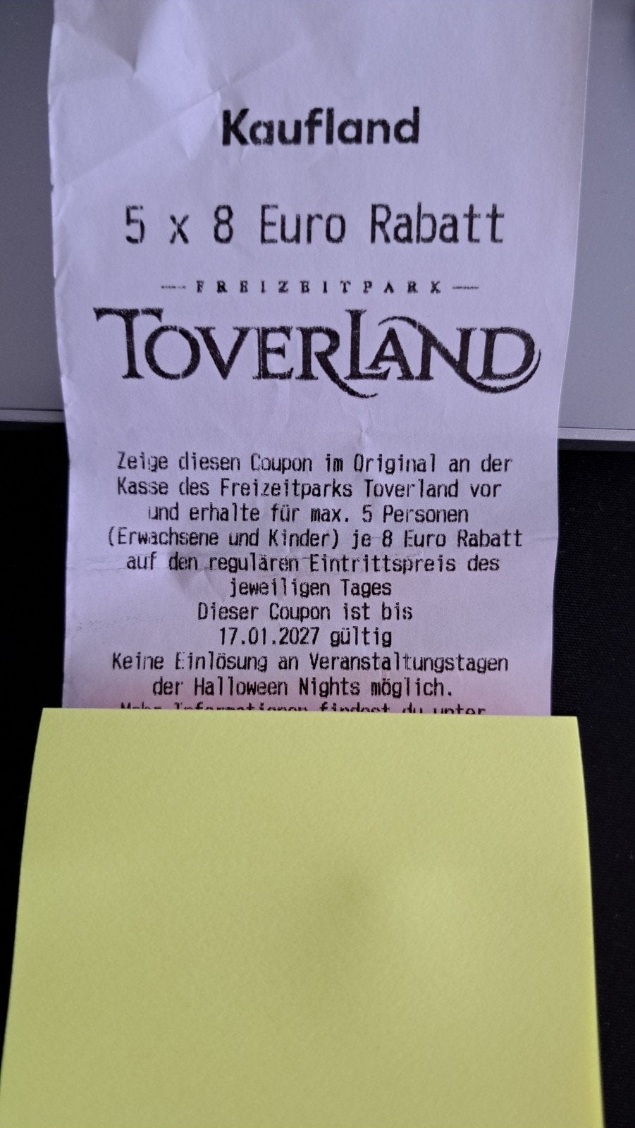 Toverland, Eén persoon, Kortingsbon