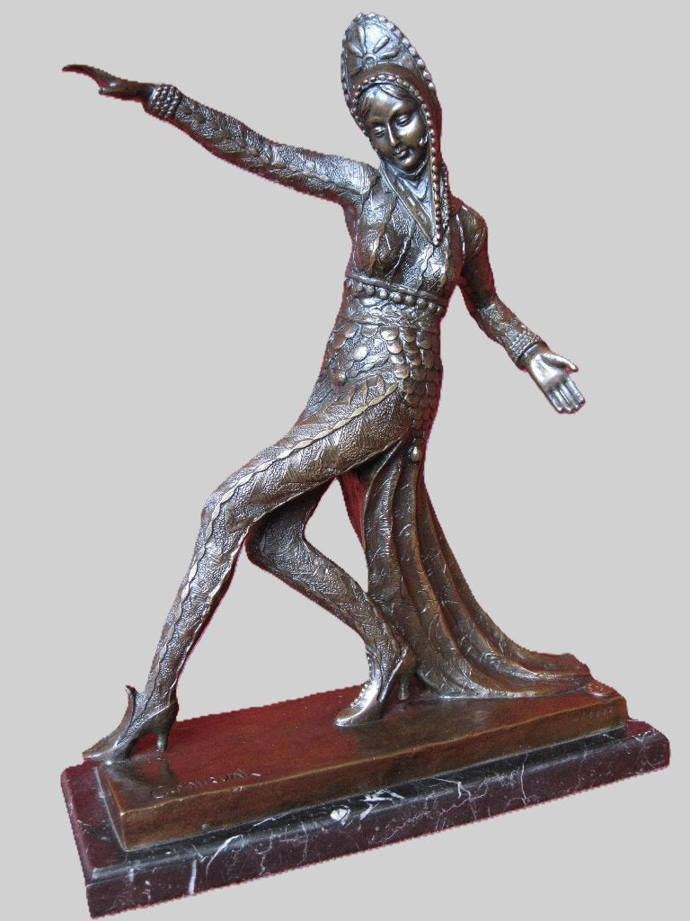 Art Nouveau: bronzen beeld Claude Mirval, Ophalen, Gemerkt, Brons, Beeld