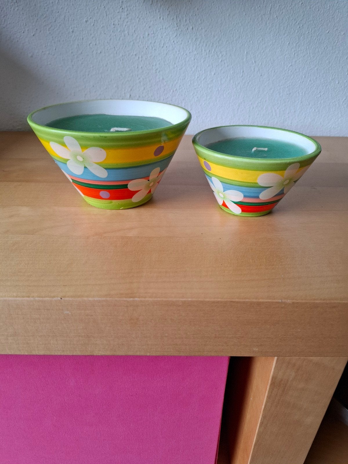Vintage keramieken set met citronella kaarsen., Ophalen of Verzenden, Was