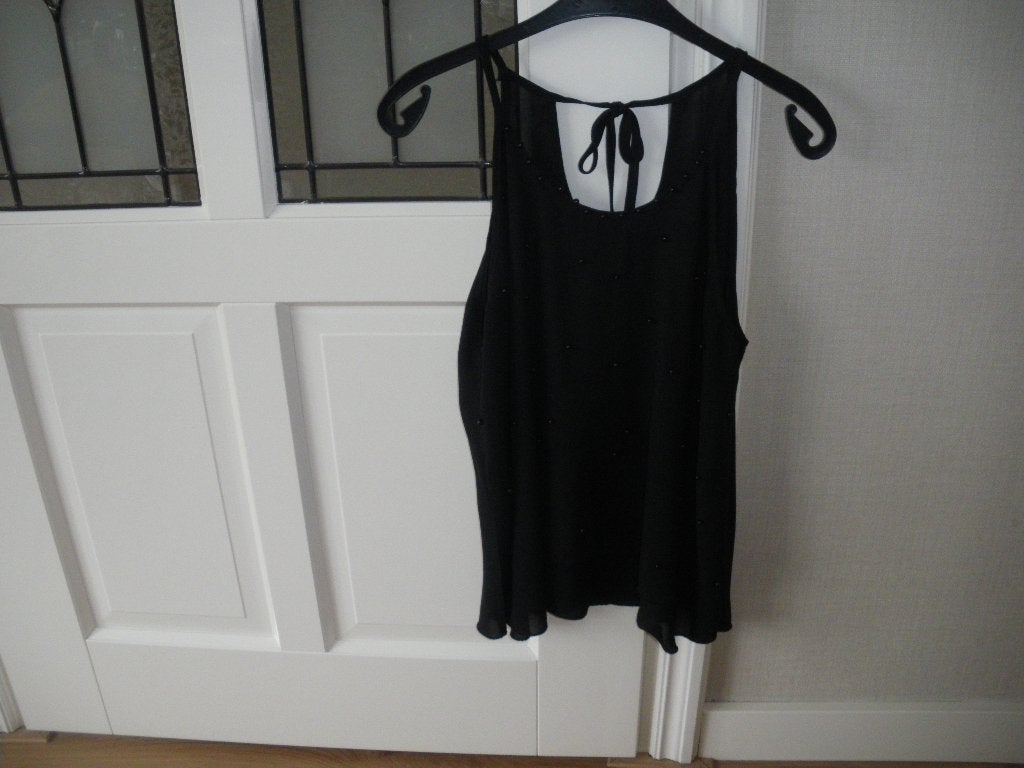 nieuw zwart zomer topje siersteentjes paris et moi mt 42, Zwart, Maat 42/44 (L), Nieuw, Ophalen of Verzenden