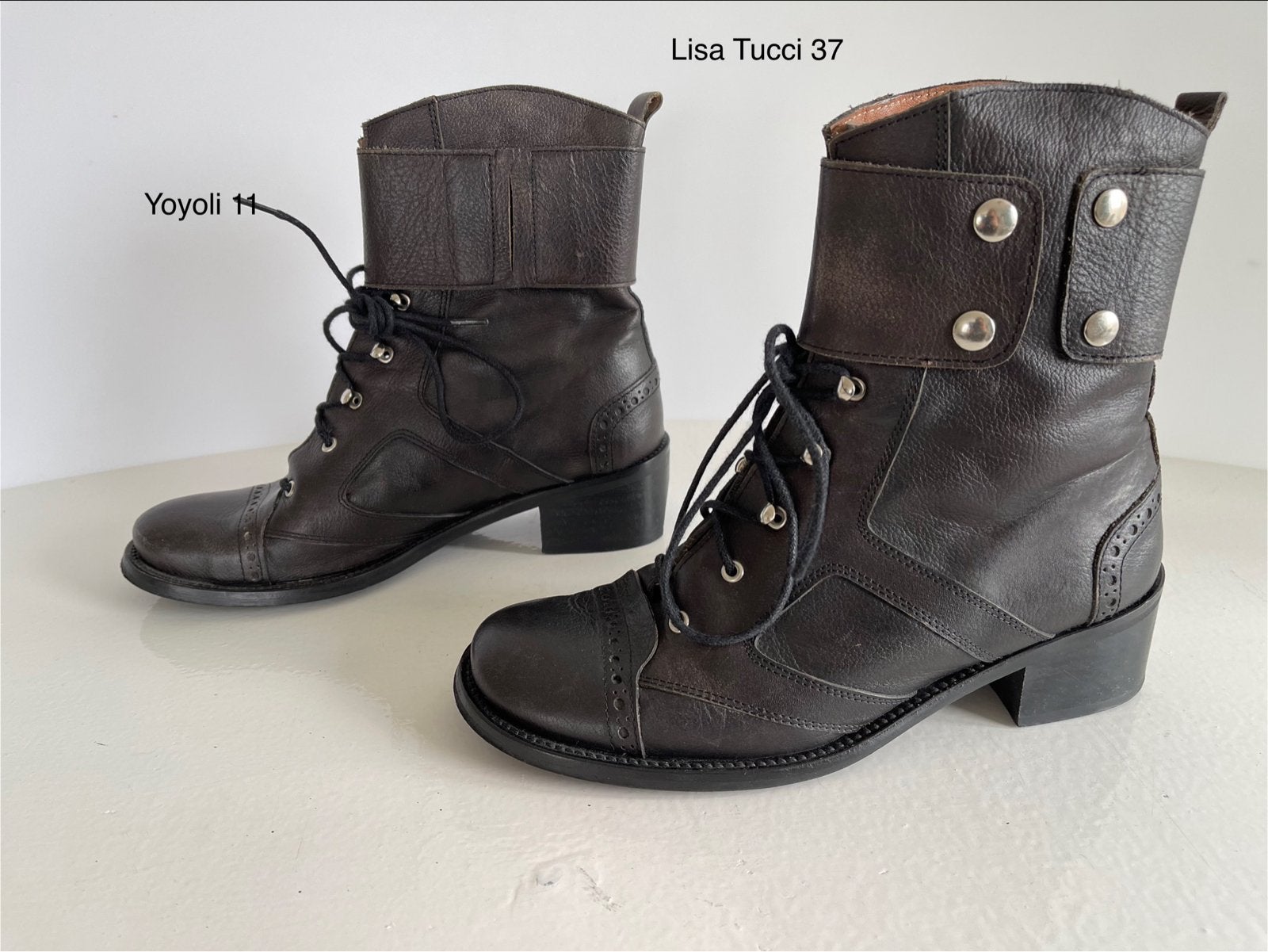 11W) Lisa Tucci zwart  Leren Veterlaarzen - Maat 37, Kleding | Dames, Zwart, Lage of Enkellaarzen, Ophalen of Verzenden, Zo goed als nieuw