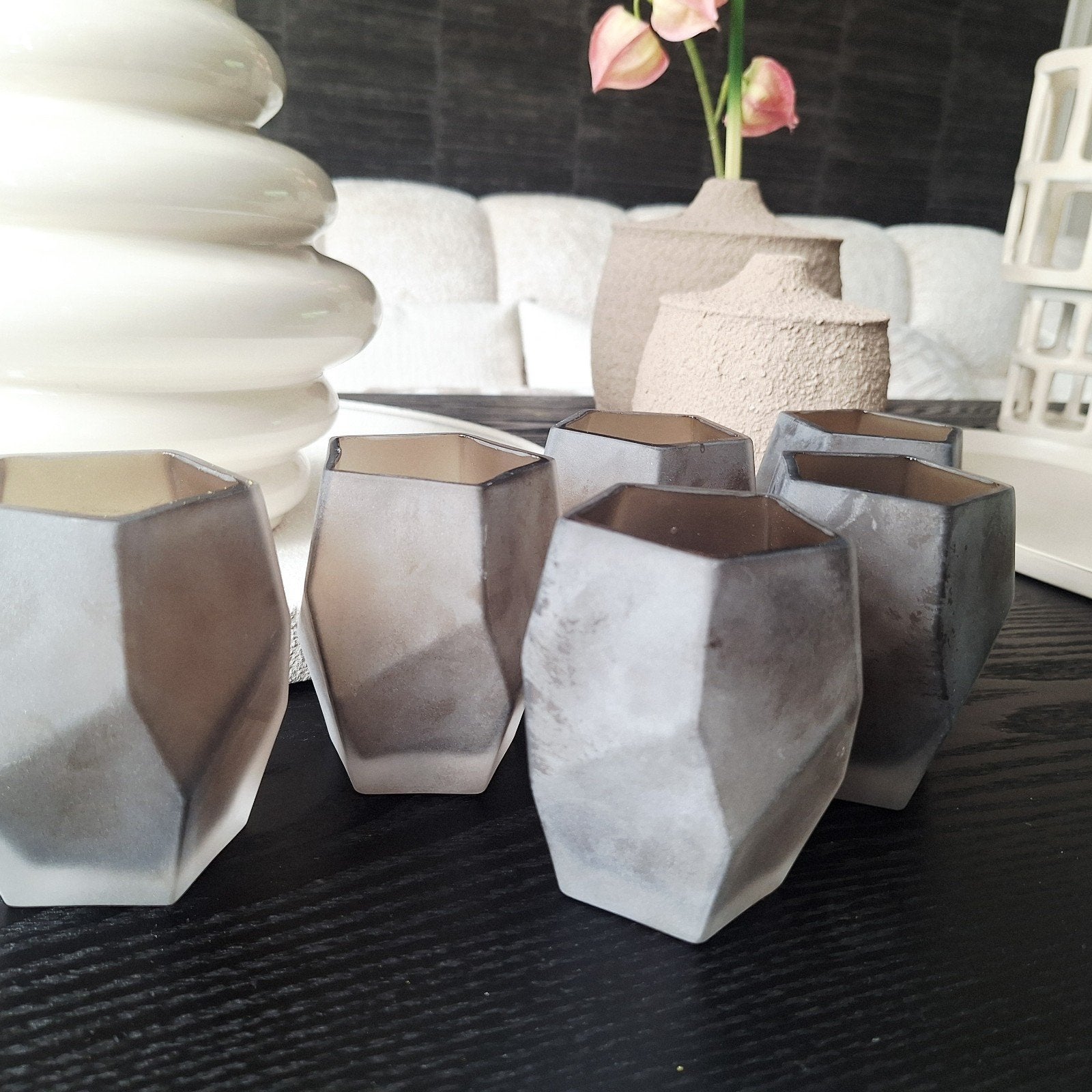 prachtige mat glazen chique windlicht waxines Light & Living, Overige materialen, Bruin, Nieuw, Ophalen of Verzenden