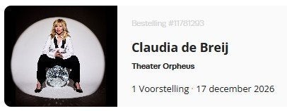 2 tickets Claudia de Breij OUDERHAARSCONFEREnce