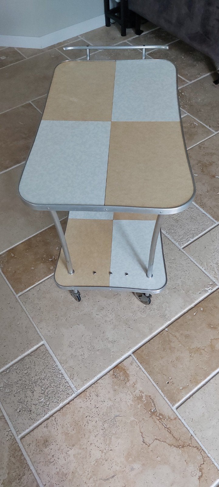 Vintage serveerwagen / theewagen - 60x36 cm, Huis en Inrichting, Ophalen, Minder dan 55 cm, Gebruikt, Metaal of Aluminium