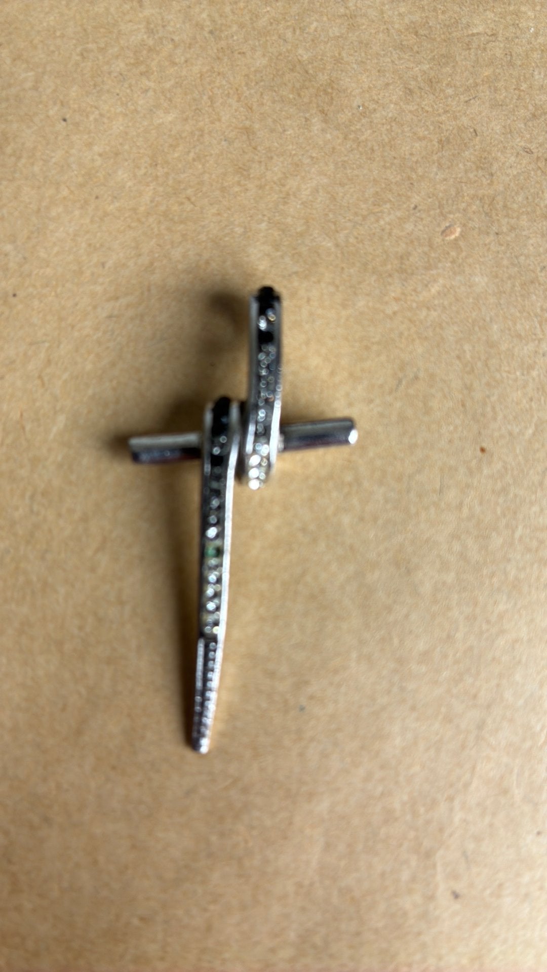925 sterling zilver kruis  met strass, Gebruikt, Ophalen of Verzenden, Kruis of Symbool, Zilver
