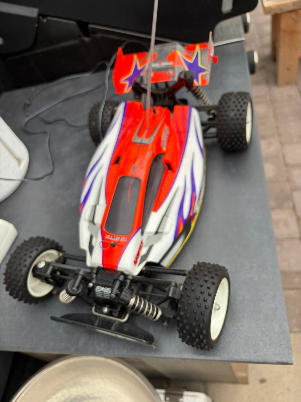 Tamiya RC Buggy 2WD – Vintage – Compleet met zender en accu, Gebruikt, Auto offroad, Schaal 1:10, RTR (Ready to Run)