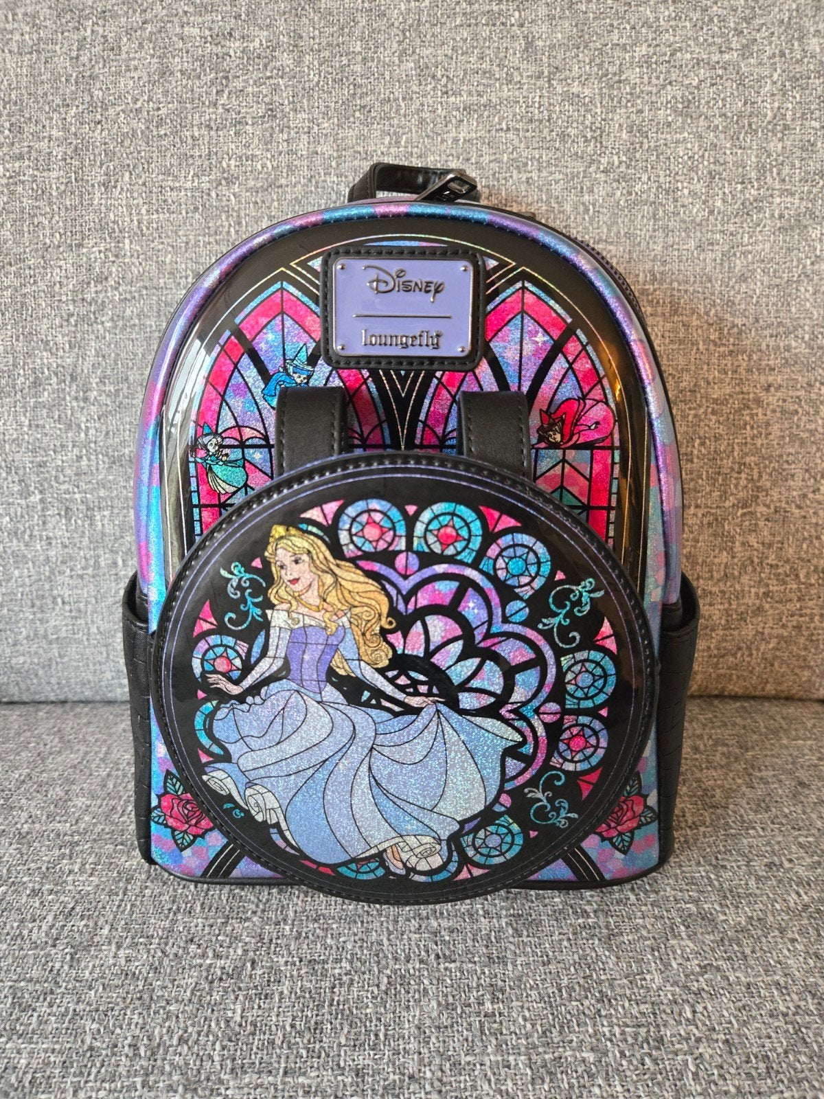 Loungefly Disney Aurora Glas-in-lood Mini Rugzak, Minder dan 30 cm, Disney of Dora, Nieuw, Ophalen of Verzenden