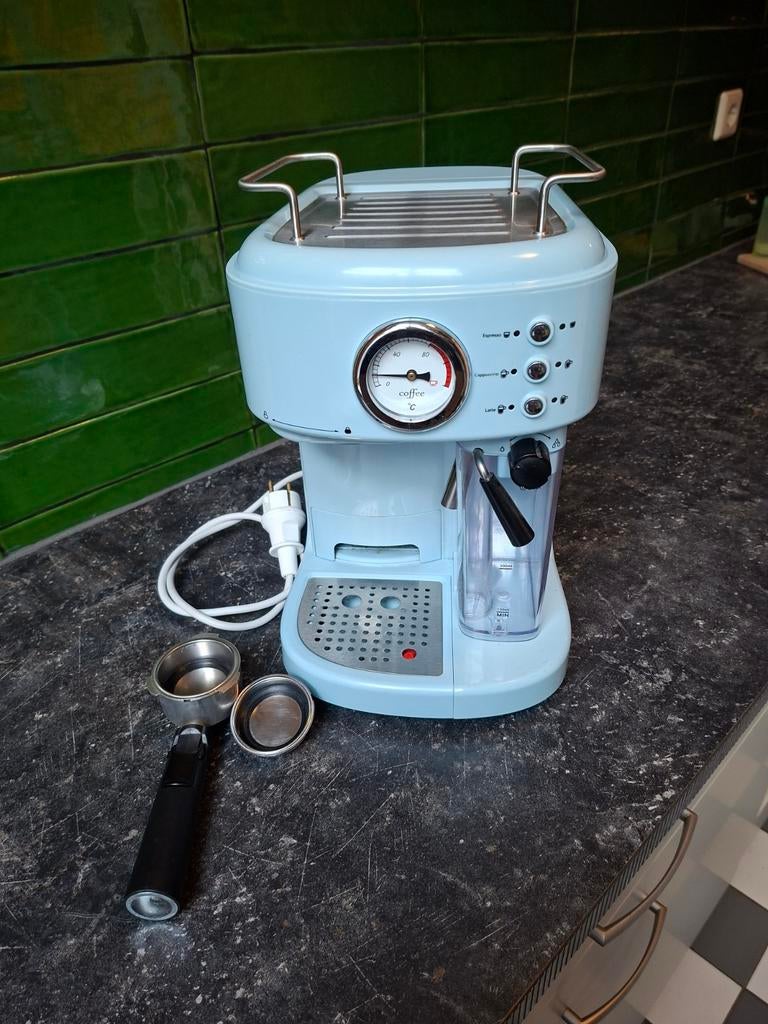 Vintage lichtblauw espresso apparaat, Witgoed en Apparatuur, Koffiezetapparaten, Ophalen