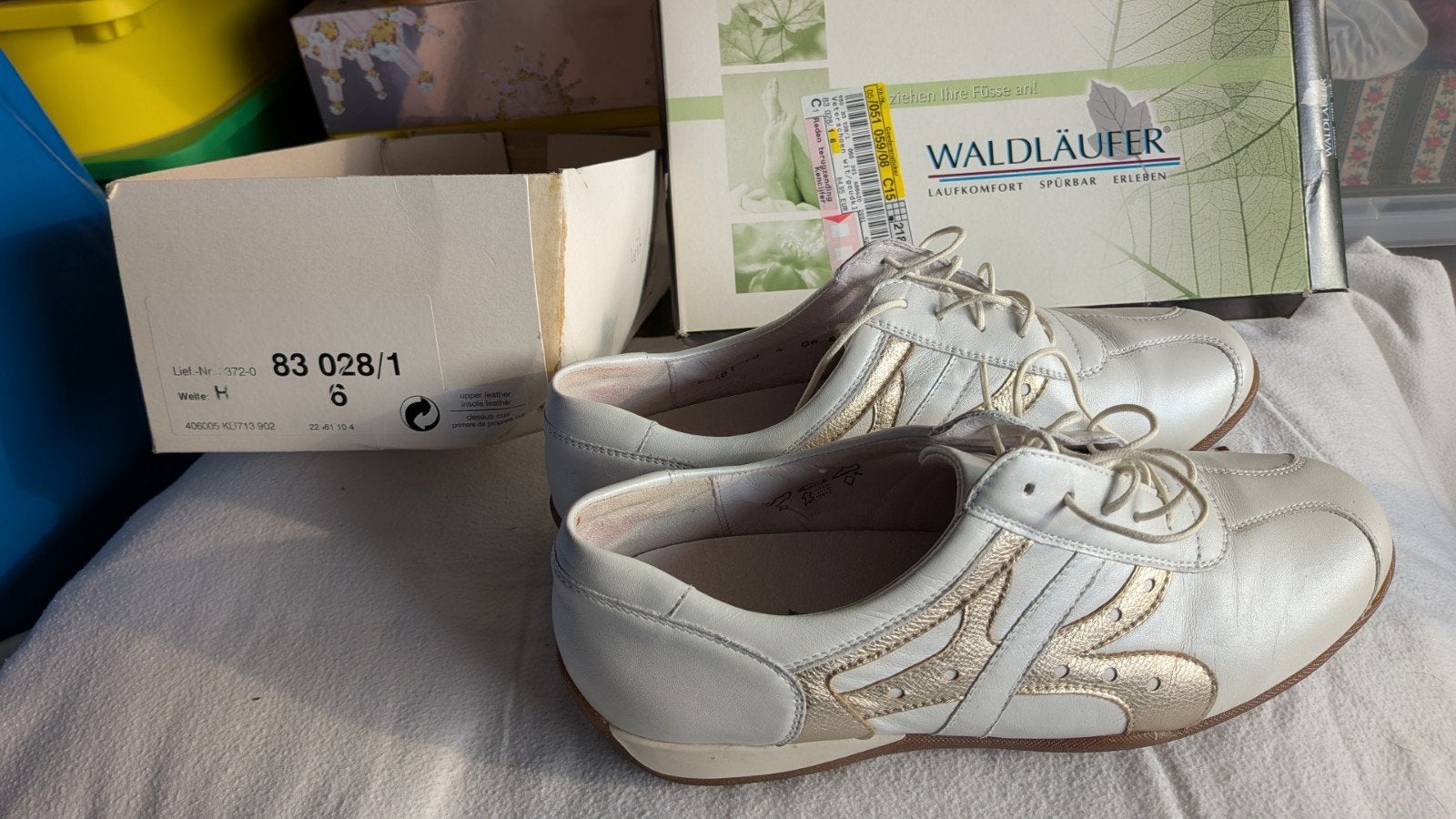 Waldläufer veterschoenen wit/goudkleurig, maat 6 (38/39), Ophalen, Waldläufer, Schoenen met lage hakken, Wit