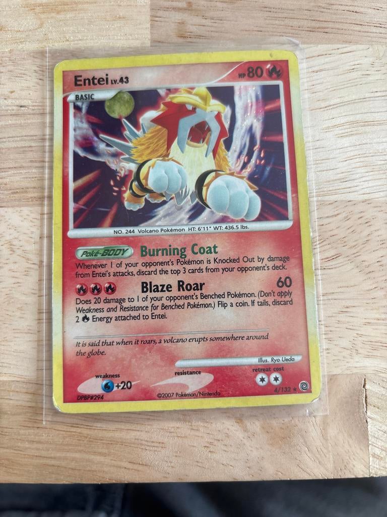 Pokémon kaart Entei LV.43, Ophalen of Verzenden, Gebruikt, Losse kaart, Foil