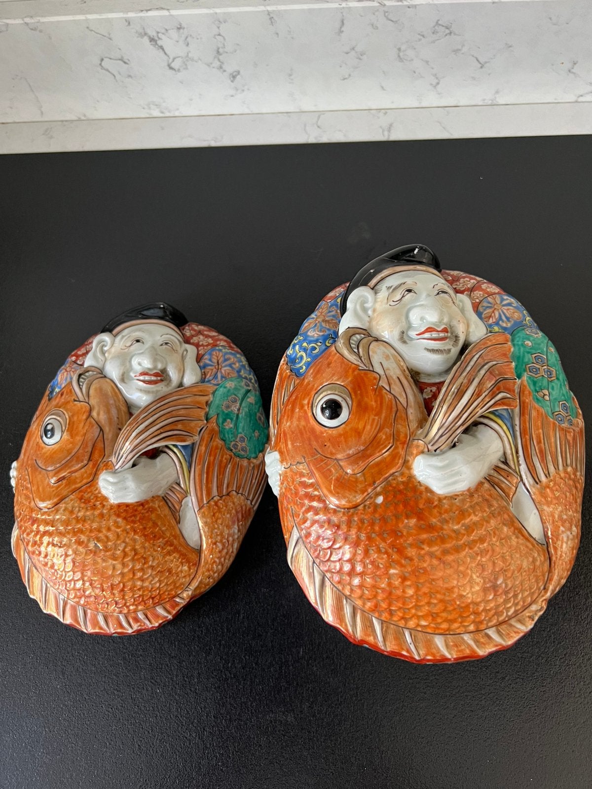 Antieke Japanse porseleinen doos met 2 deksels., Antiek en Kunst, Antiek | Porselein, Ophalen of Verzenden