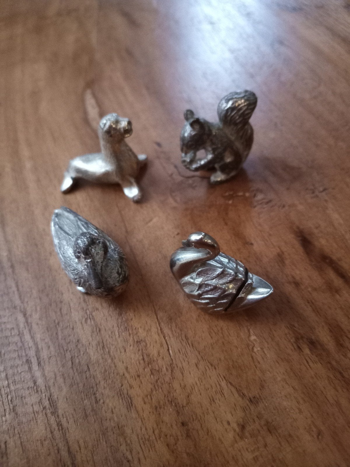 4 Vintage Zilverkleurige Beestjes voor Letterbak, Verzamelen, Poppetjes en Figuurtjes, Ophalen of Verzenden