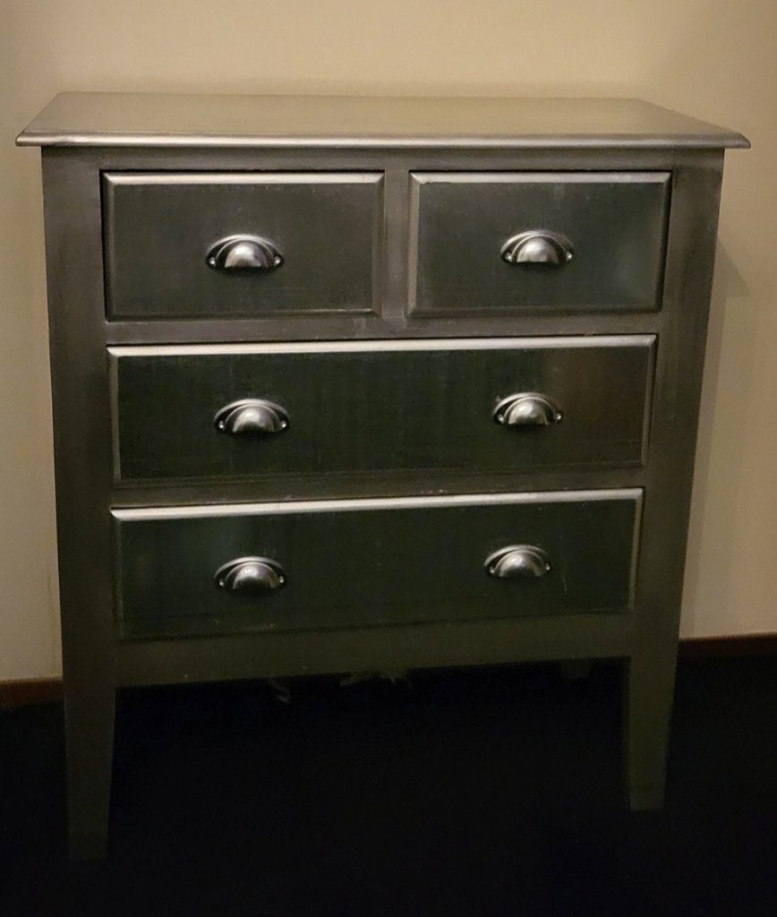 Mooi zilver ladekastje, zgan, Ophalen, Minder dan 50 cm, Zo goed als nieuw, 3 of 4 laden