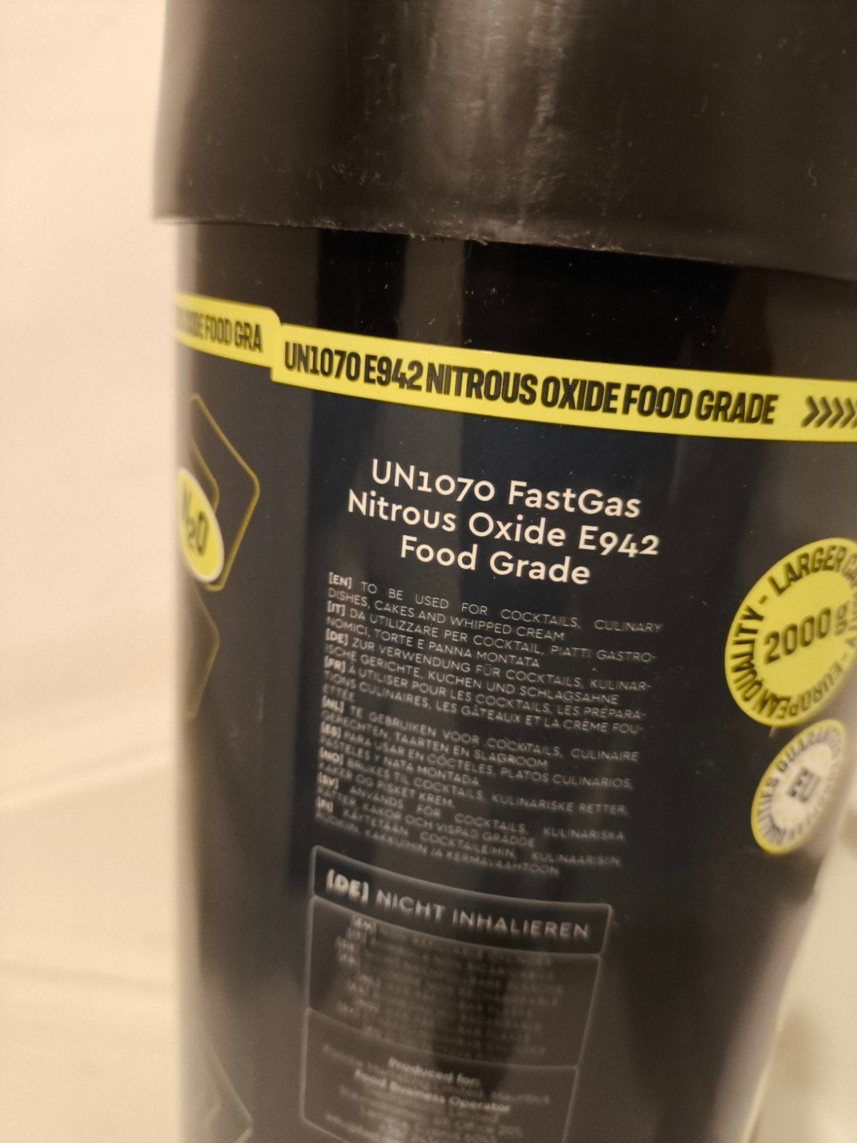 FastGas Lachgas E942 Food Grade - 2000g, Ophalen of Verzenden