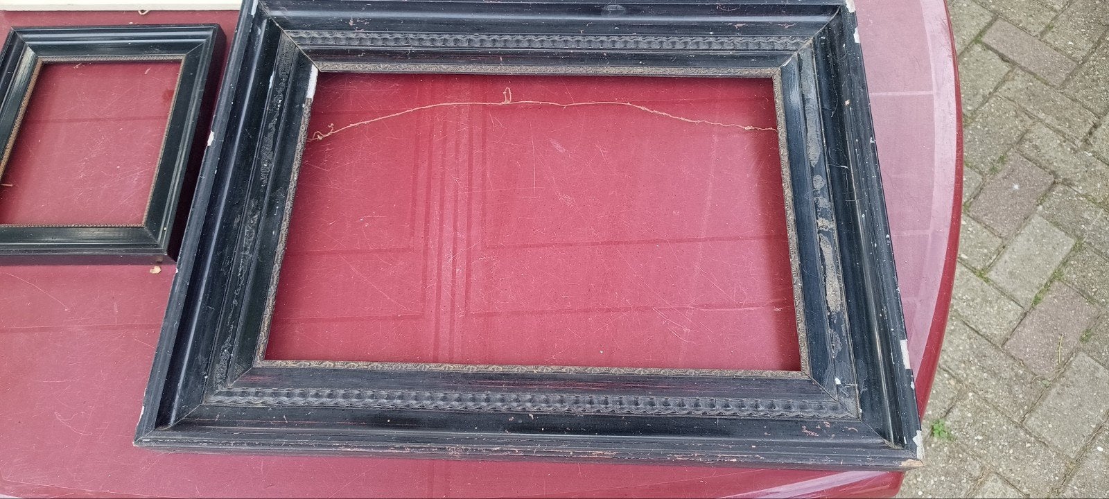 Antieke zwarte lijst 48,5 x 33 cm, 8 cm breed, Ophalen, Gebruikt, Schilderijlijst, Hout
