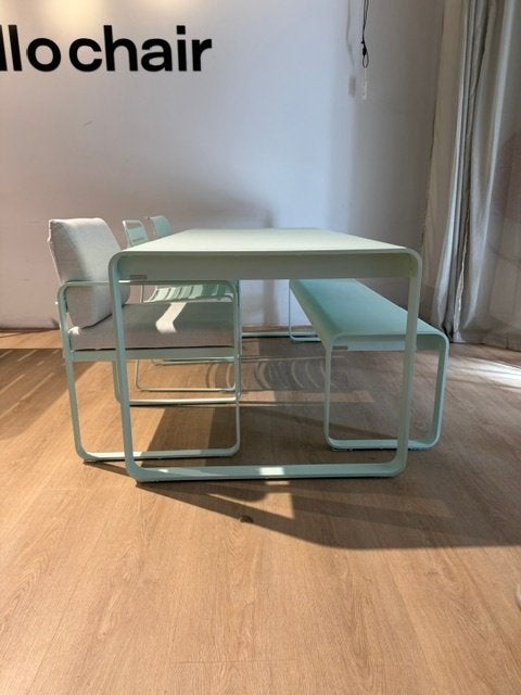 Fermob tuinset tafel bank & 3 verschillende stoelen Ice Mint, Ophalen, Bank, Aluminium, Zo goed als nieuw