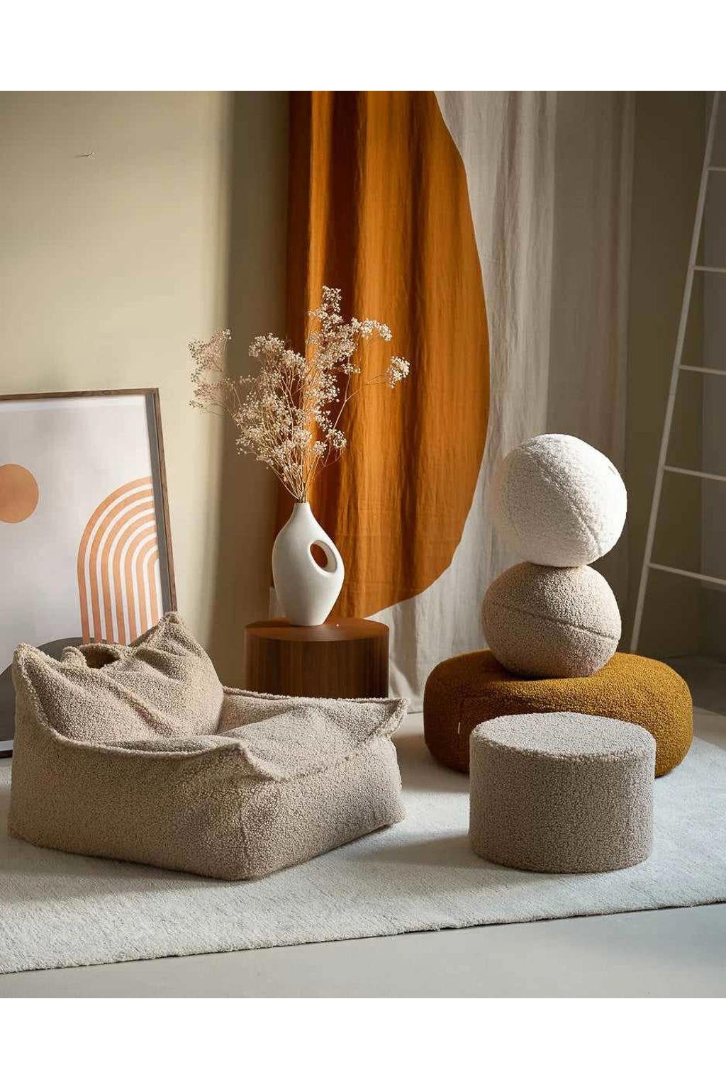Wigiwama Teddy Zitzakstoel - Beige - Zo goed als nieuw, Huis en Inrichting, Zitzakken, Ophalen, Zo goed als nieuw, Beige, Zitzakstoel