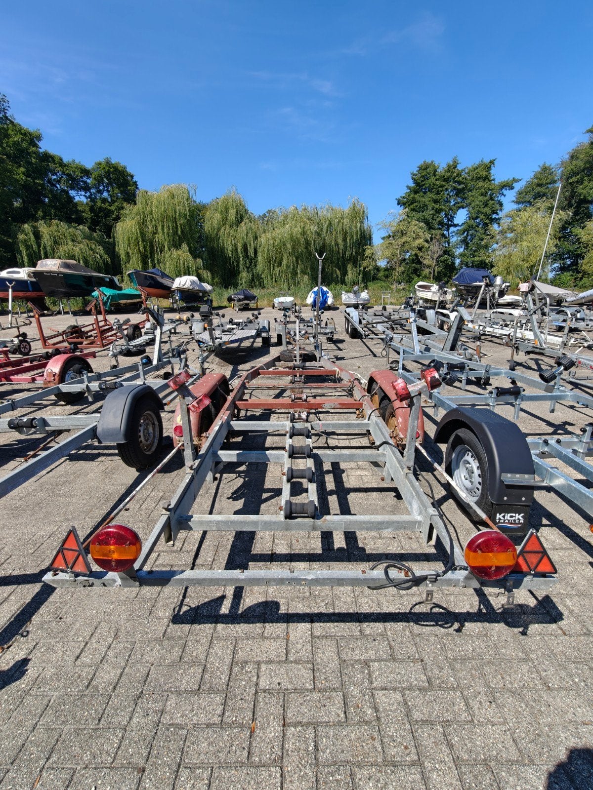 Tandem boottrailer met hydrauliek  (geen RDW papieren), Ophalen, Gebruikt, 1500 tot 3000 kg, 6 tot 9 meter