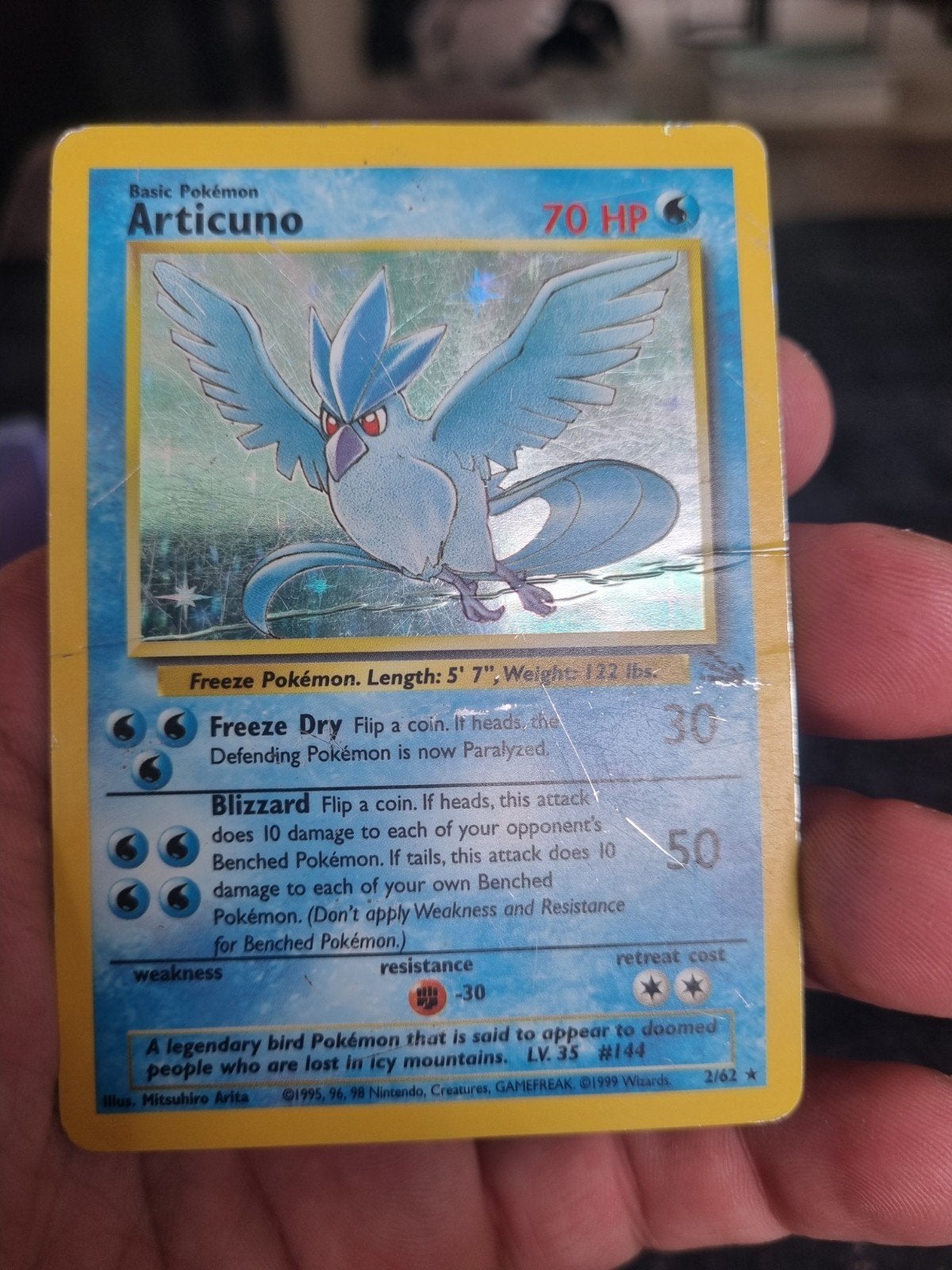 Articuno 2/62 fossil engels , holo rare * € 20, Ophalen of Verzenden, Gebruikt, Losse kaart, Foil