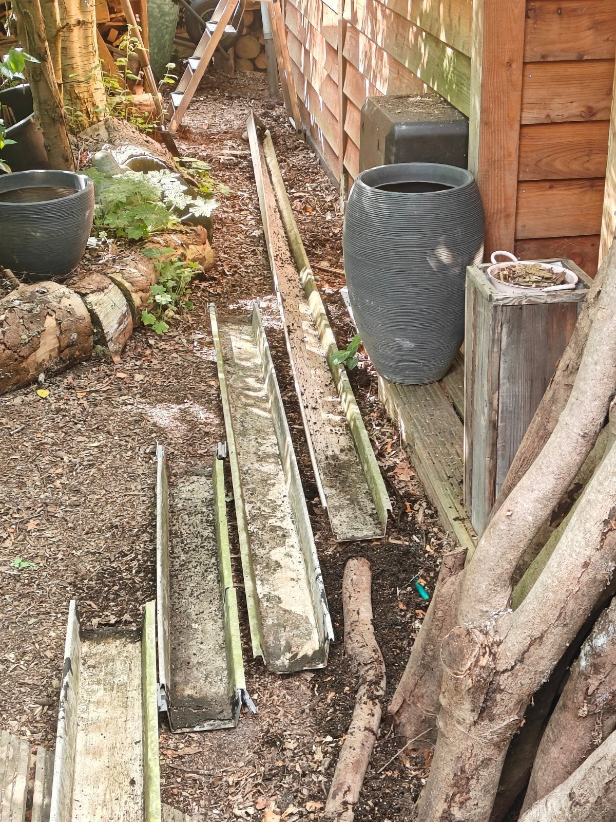 Gebruikte PVC dakgoten, 18 cm breed, ca. 10 meter, Ophalen