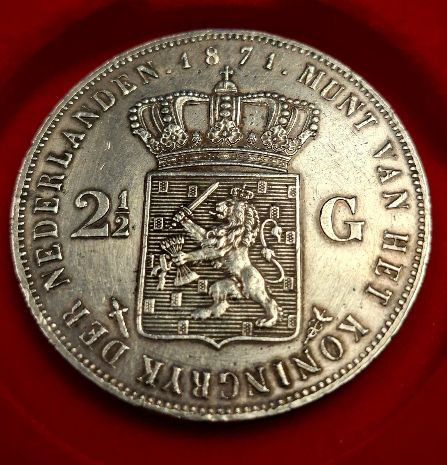 rijksdaalder 1871 willem 3, Ophalen of Verzenden, Koning Willem III, 2½ gulden