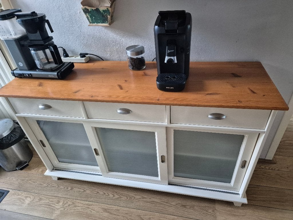 Grenen dressoir, Ophalen, Gebruikt, 100 tot 150 cm, Met lade(s)