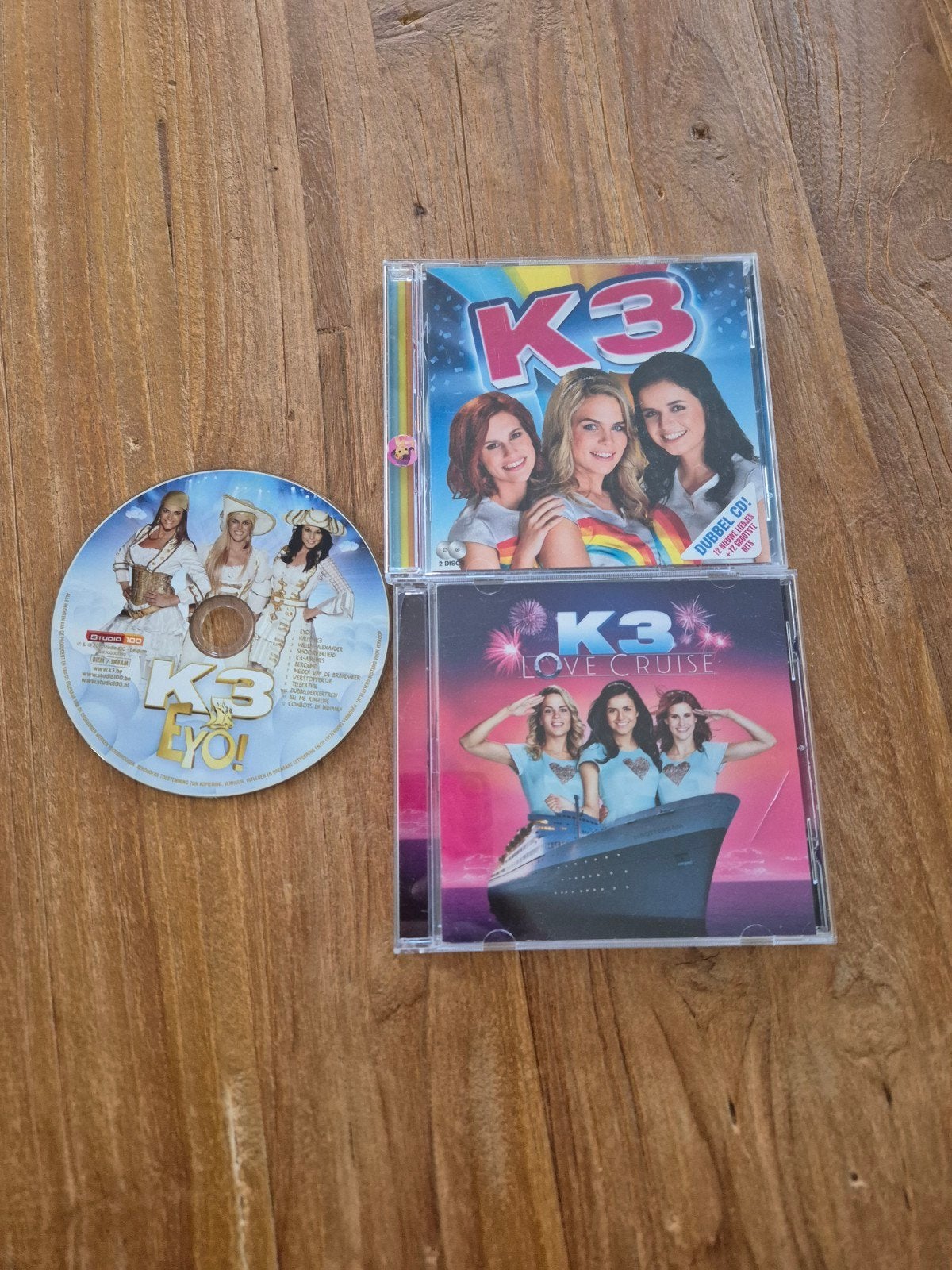 3 K3 CD's: Dubbel CD, Love Cruise & Yo!, Gebruikt, Pop, Ophalen of Verzenden, Inclusief doosje