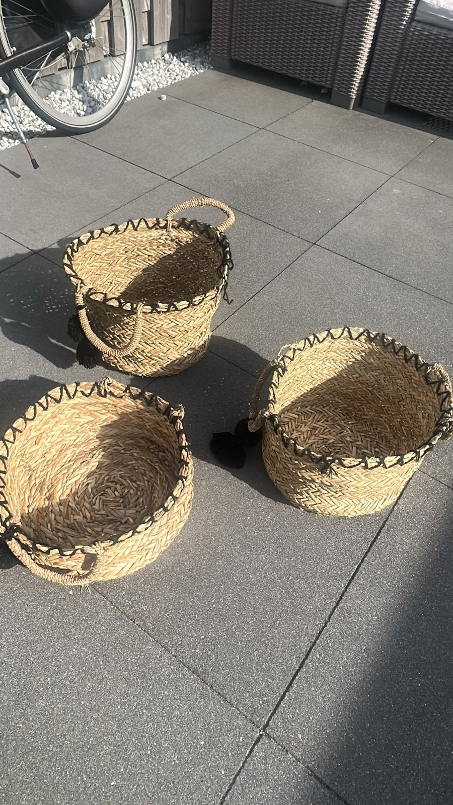 3 stuks Rieten manden in goede staat, Boho, Ophalen of Verzenden, Zo goed als nieuw, Natuurlijk materiaal