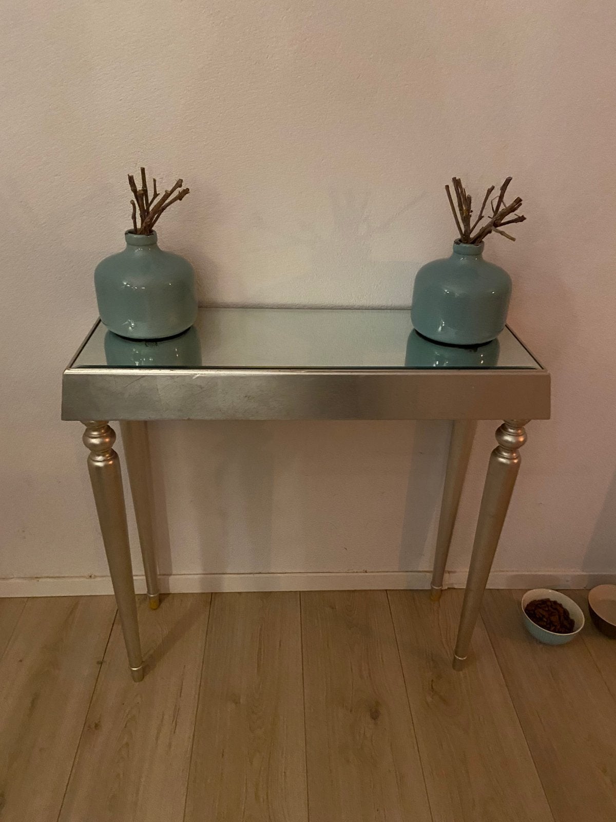 TEAB sidetable wandtafel zilver kleur met spiegel plateau, Ophalen, Rechthoekig