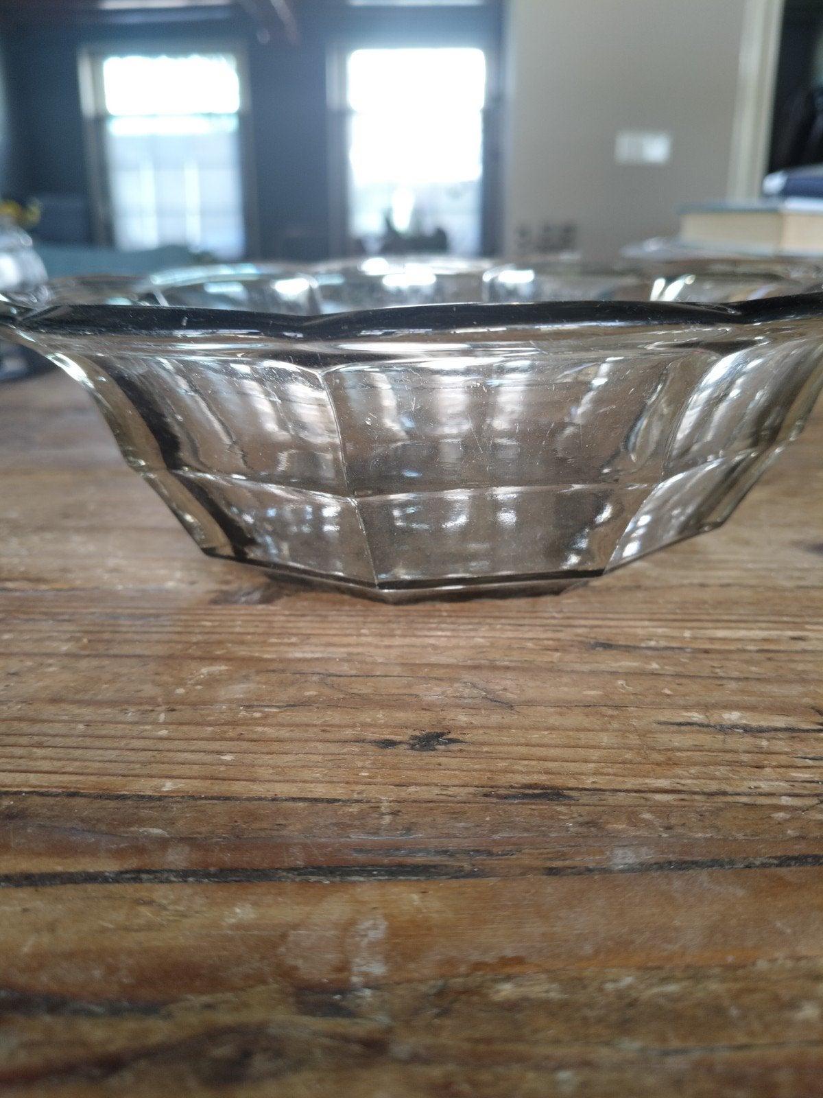 Vintage glazen schaal met fruitgravure, Ophalen of Verzenden