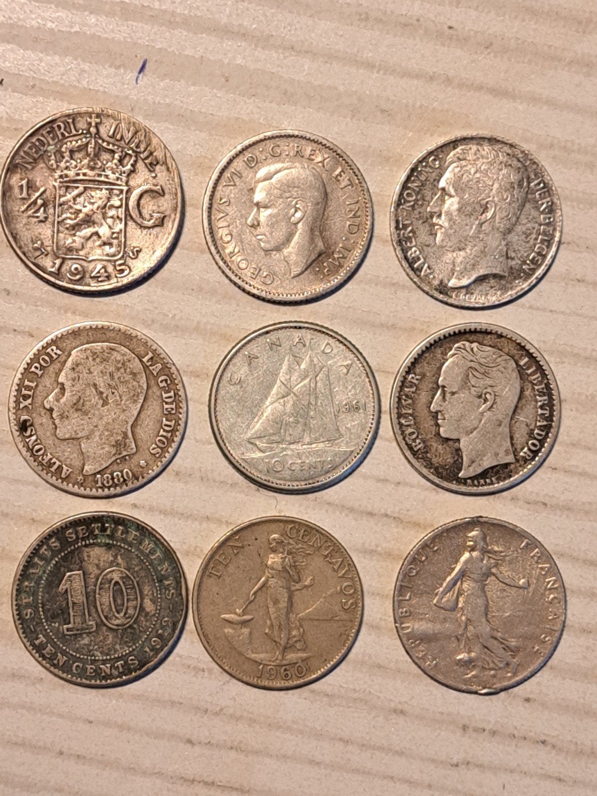 9 (oude) zilveren munten, Ophalen of Verzenden, Buitenland, Munten