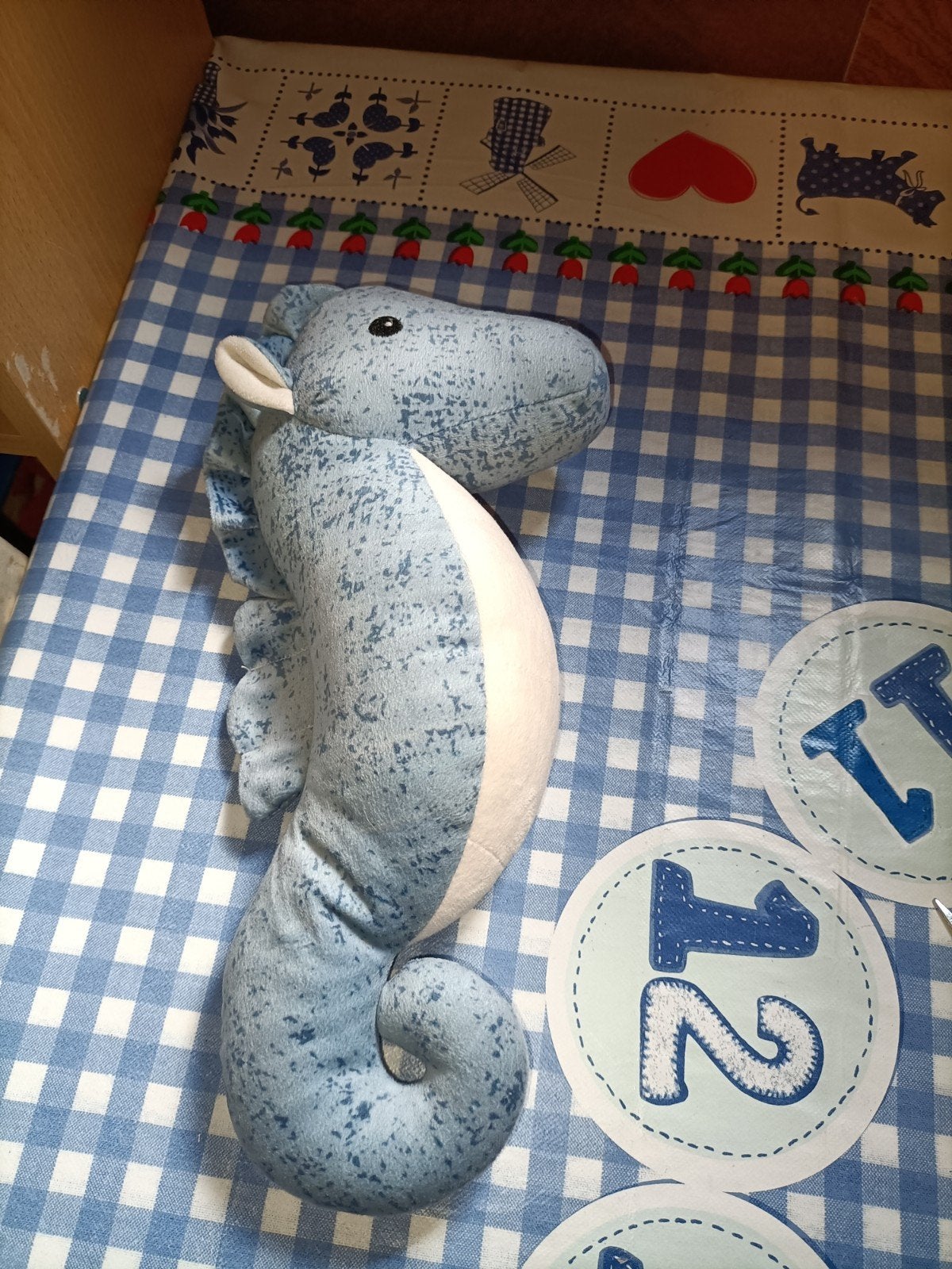 Zeepaard knuffel blauw met wit Albert Heijn, Ophalen of Verzenden, Zo goed als nieuw, Overige typen