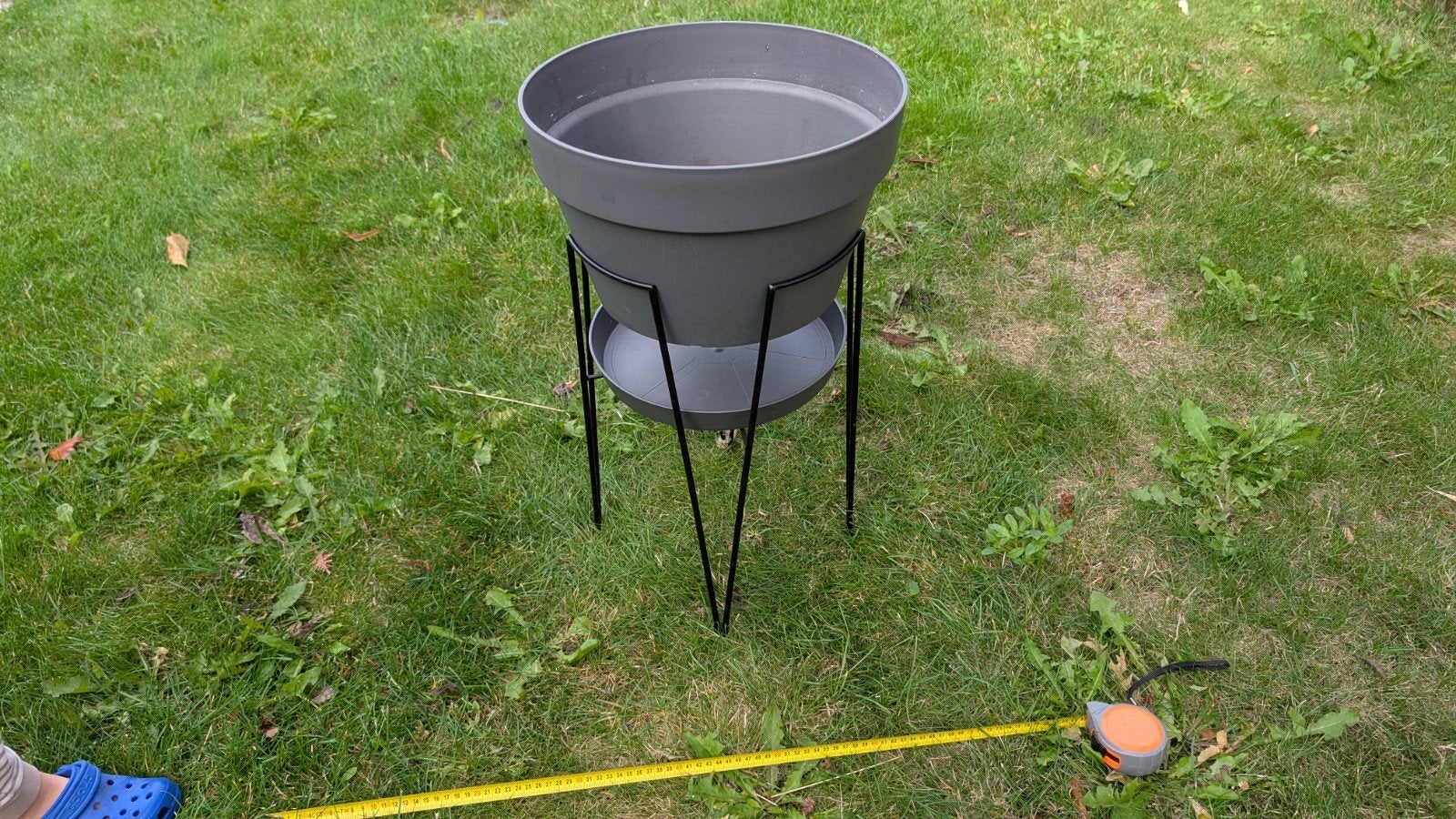 Elho Urban Loft Bloempot met standaard - Grijs, Ophalen, Kunststof, Gebruikt, 40 cm of meer