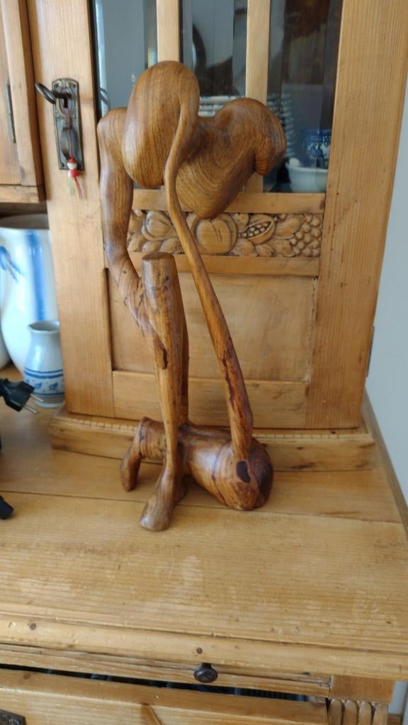 surrealistisch houten beeldhouwwerk opknapper, Antiek en Kunst, Ophalen of Verzenden