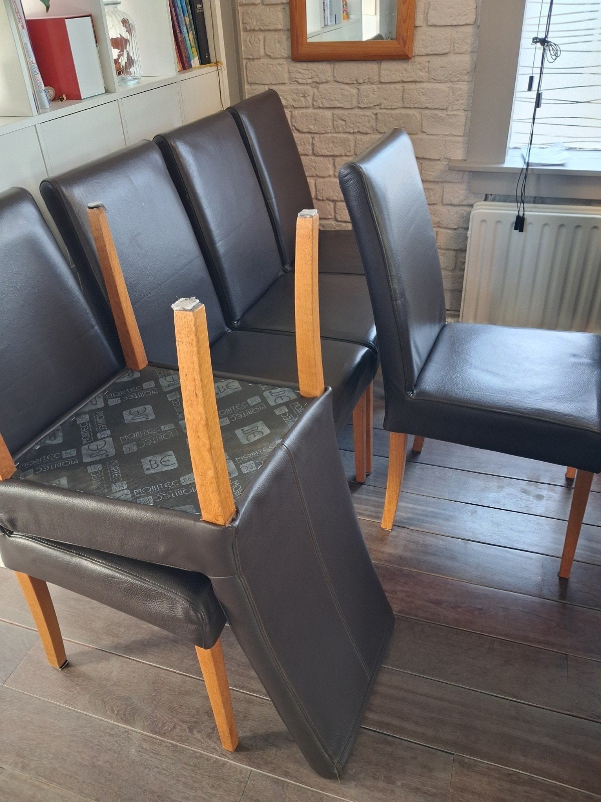 6 eetstoelen donkerbruin, Huis en Inrichting, Ophalen, Gebruikt, Bruin, Vijf, Zes of meer stoelen