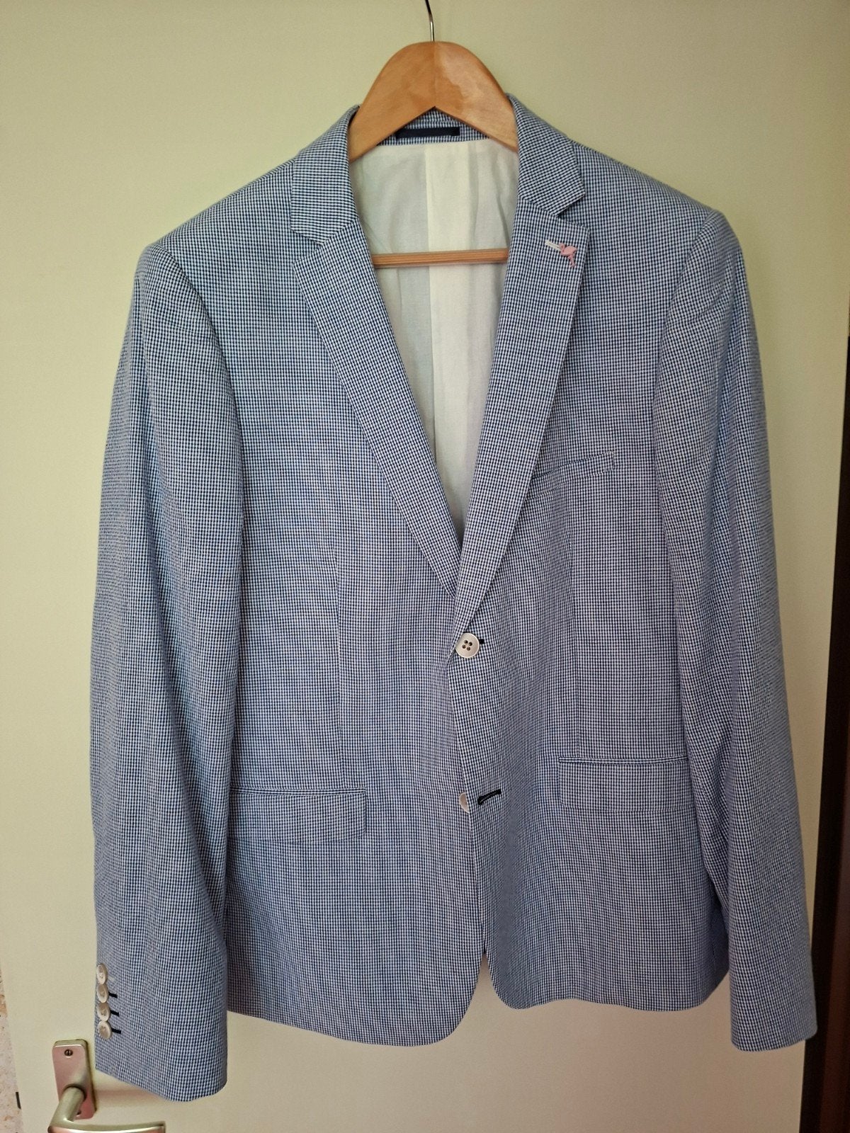 Zomers colbert, lichtblauw,  maat 52 slim fit, merk WE., Kleding | Heren, Kostuums en Colberts, Maat 52/54 (L), Blauw, Ophalen of Verzenden