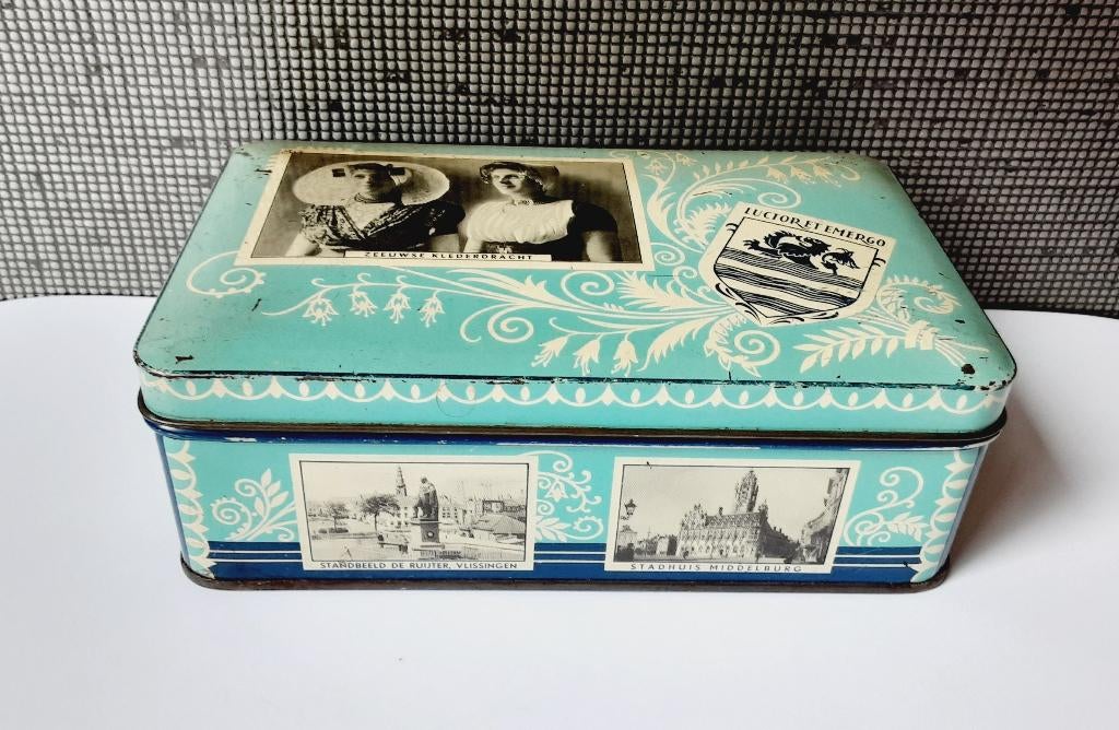 vintage blik met fotos van zeeland luctor et emergo, Verzamelen, Ophalen of Verzenden, Gebruikt, Overige