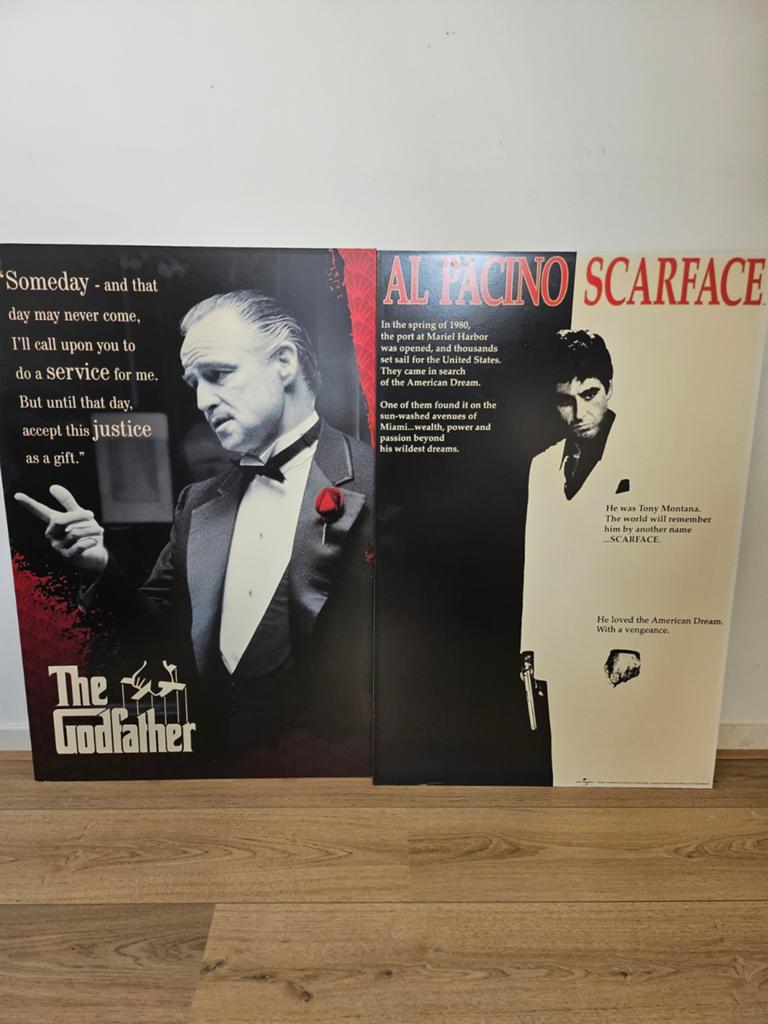 Filmposters Scarface & The Godfather - 60x90 cm, Ophalen, Deurposter of groter, Film en Tv, Rechthoekig Staand